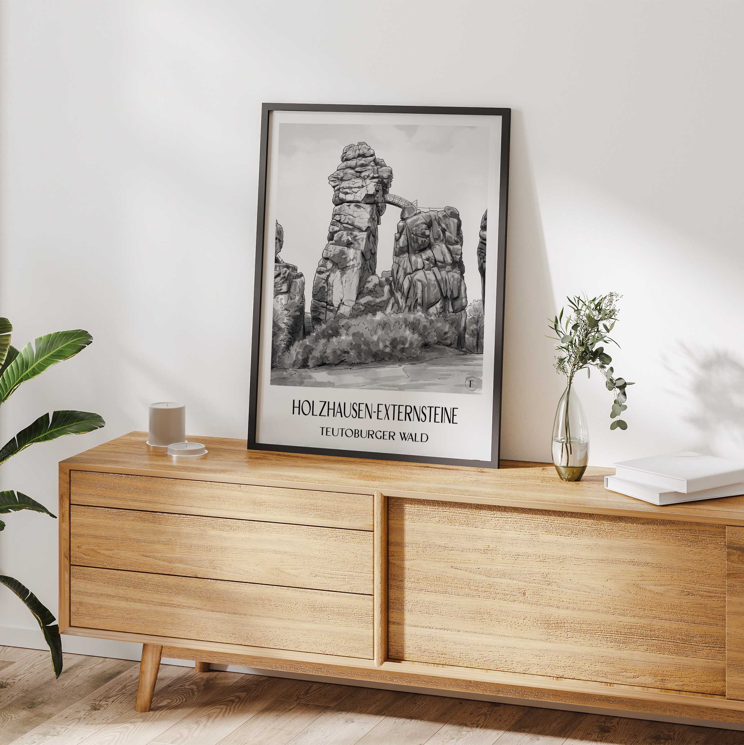 holzhausen-externsteine-teutoburger-wald-deutschland-poster-aquarell-schwarz-weiss
