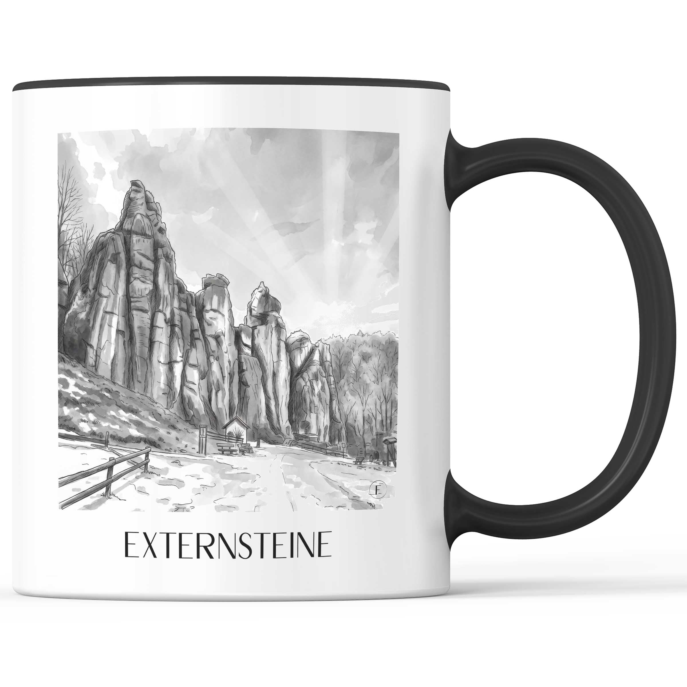 externsteine-detmold-deutschland-kaffeebecher-aquarell-schwarz-weiss
