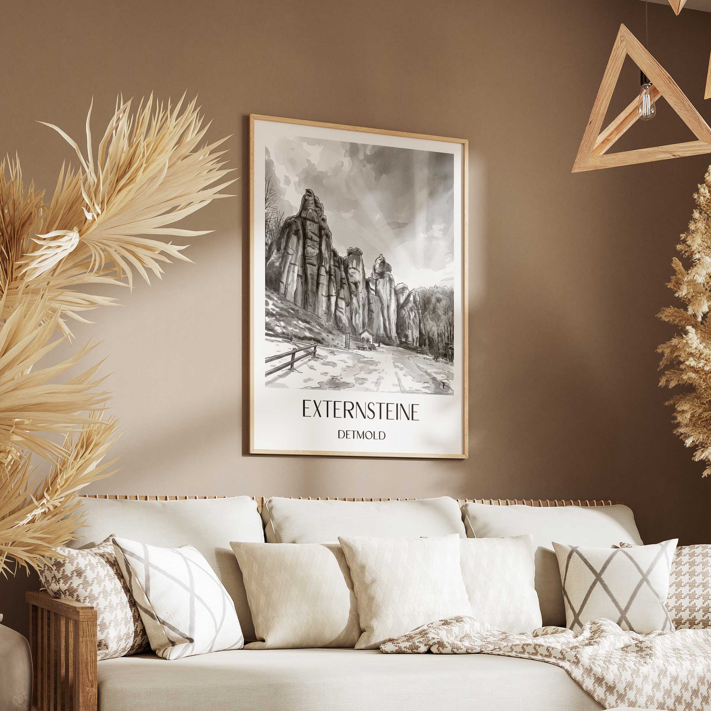 externsteine-detmold-deutschland-poster-aquarell-schwarz-weiss