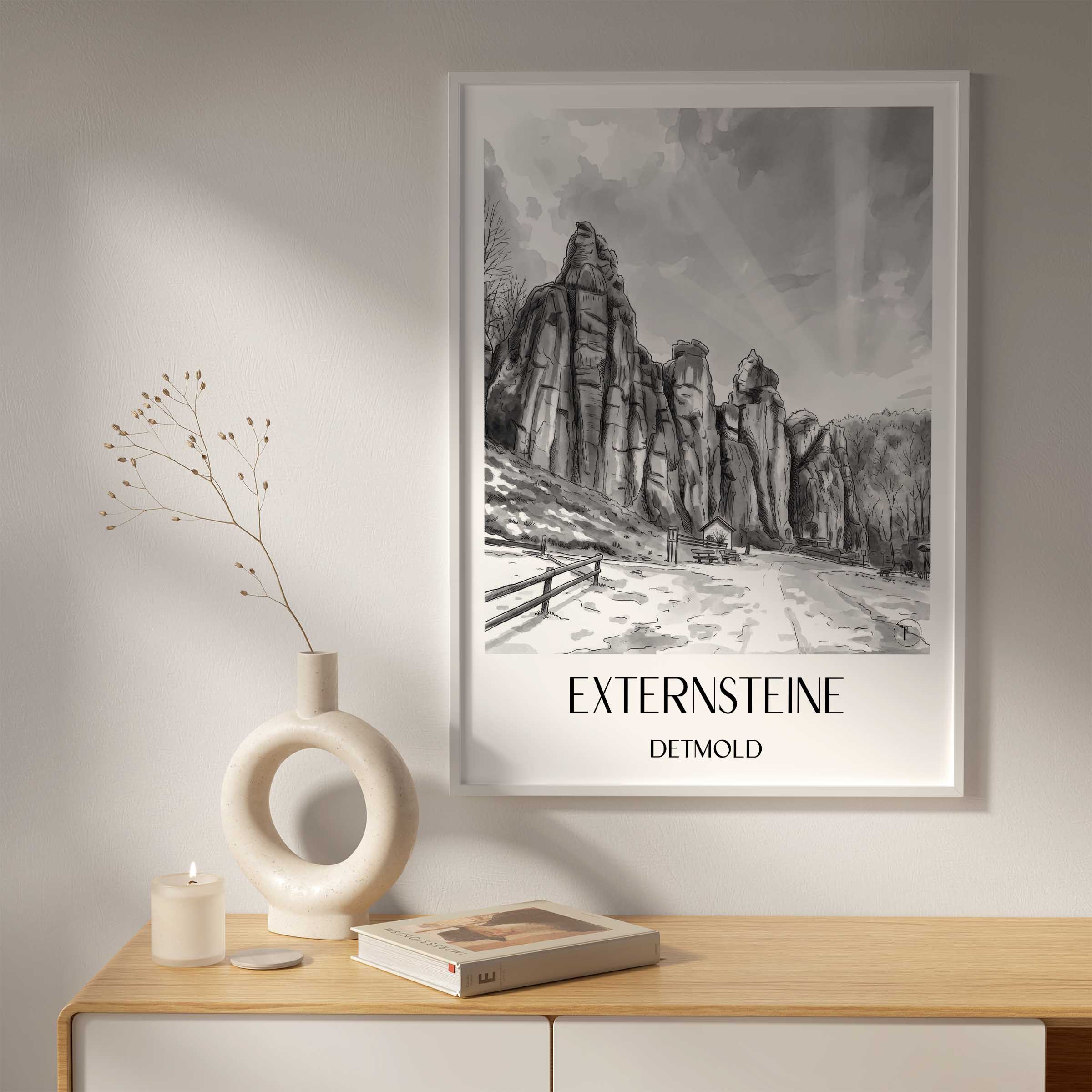 externsteine-detmold-deutschland-poster-aquarell-schwarz-weiss
