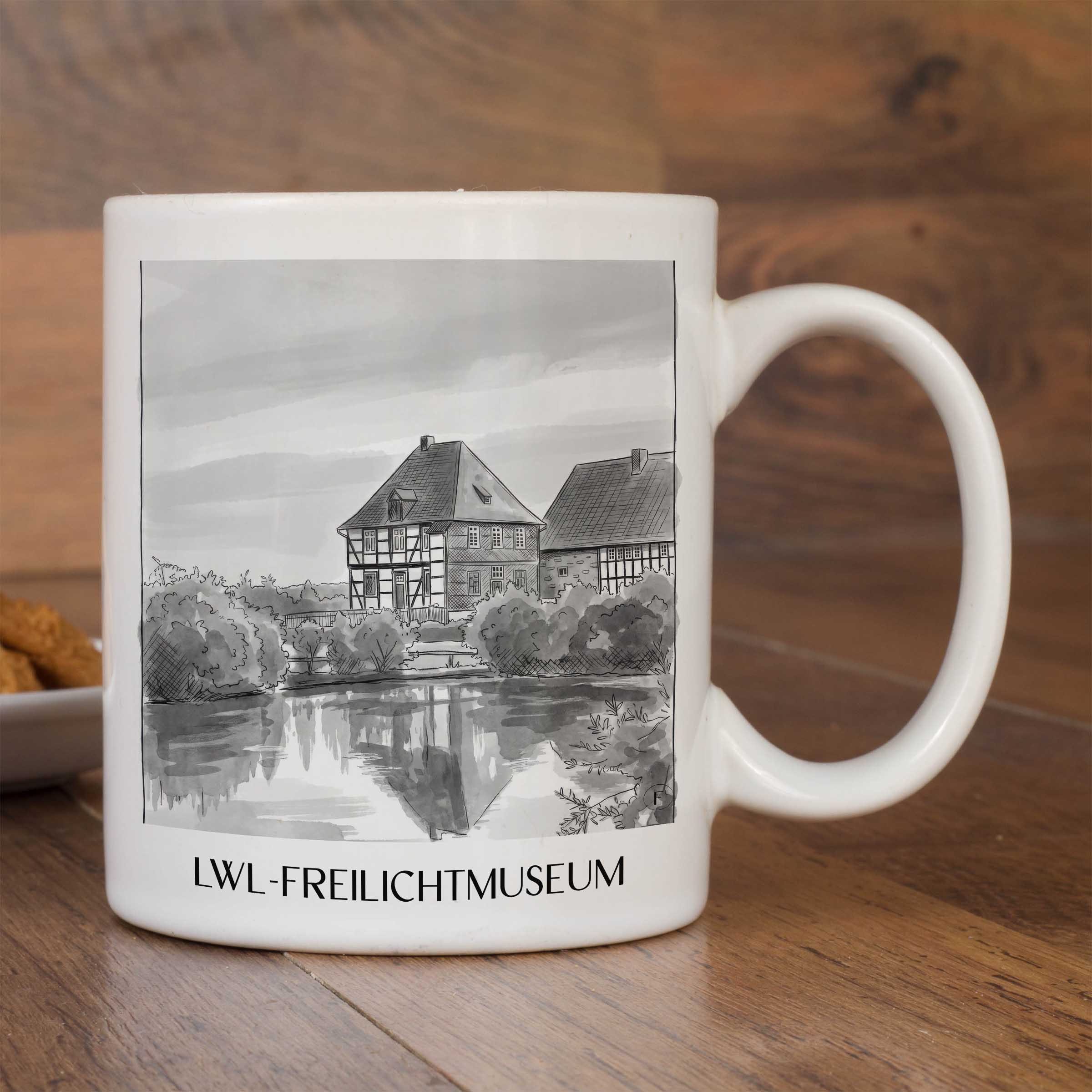lwl-freilichtmuseum-detmold-deutschland-kaffeebecher-aquarell-schwarz-weiss