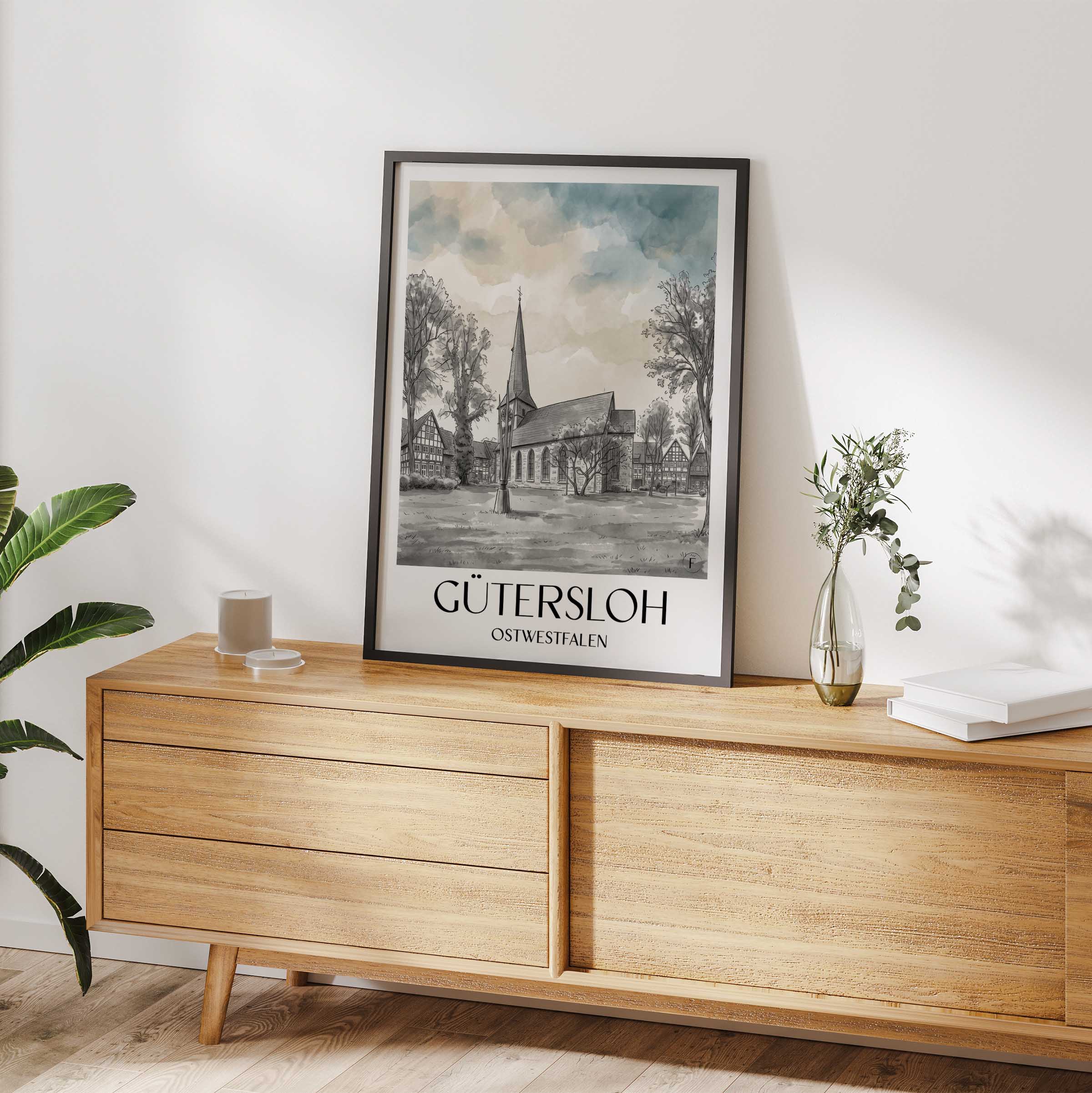 gütersloh-ostwestfalen-deutschland-poster-aquarell-schwarz-weiss