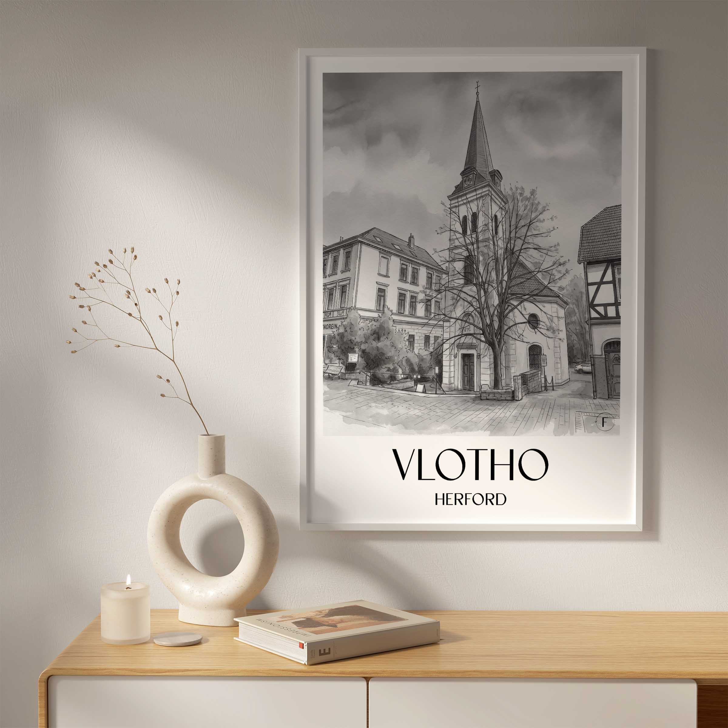 vlotho-herford-deutschland-poster-aquarell-schwarz-weiss