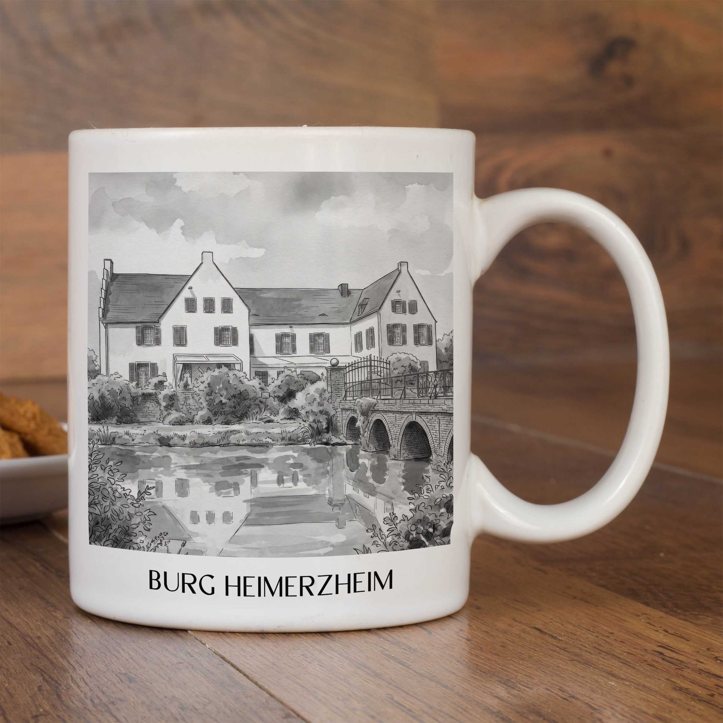 burg-heimerzheim-rheinland-deutschland-kaffeebecher-aquarell-schwarz-weiss