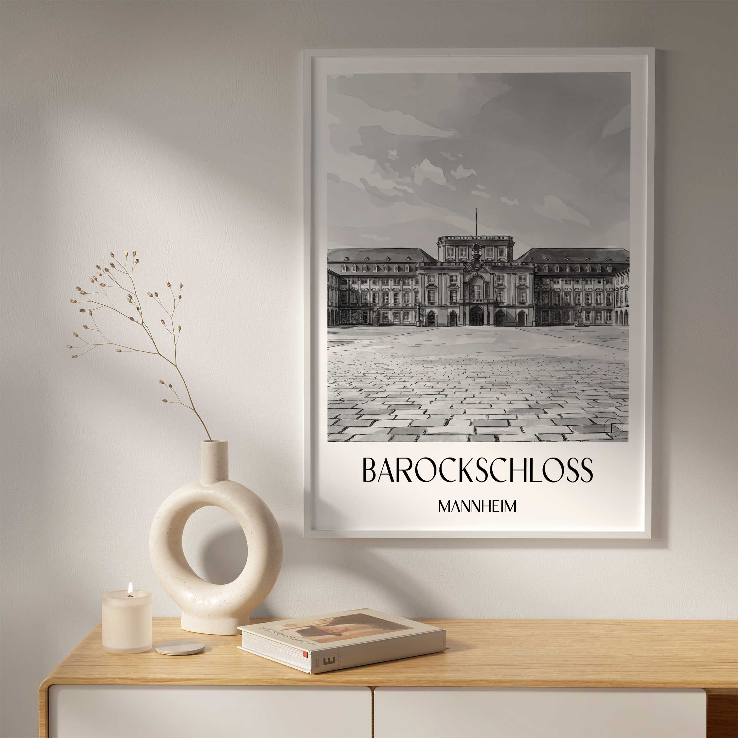 barockschloss-mannheim-deutschland-poster-aquarell-schwarz-weiss