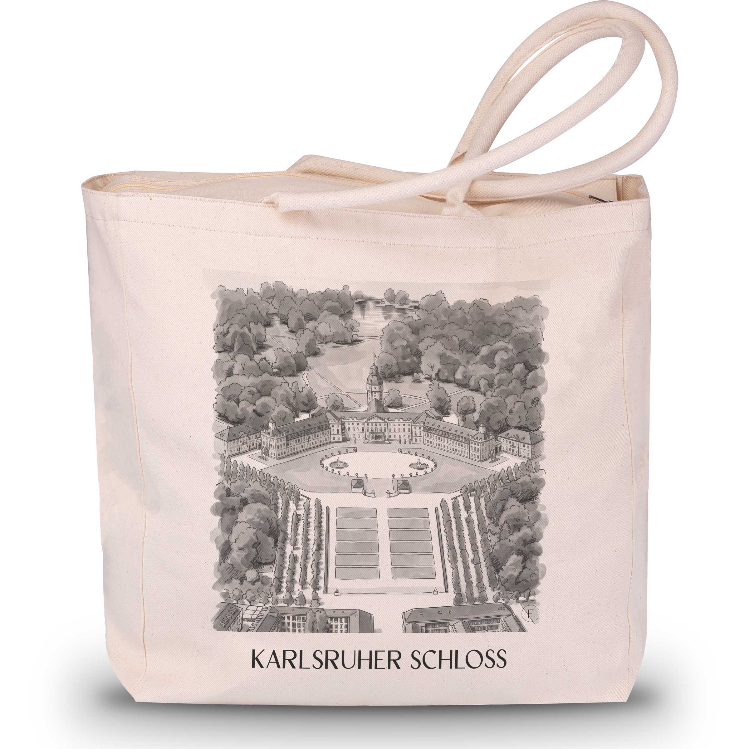 karlsruher-schloss-baden-württemberg-deutschland-einkaufstasche-aquarell-schwarz-weiss