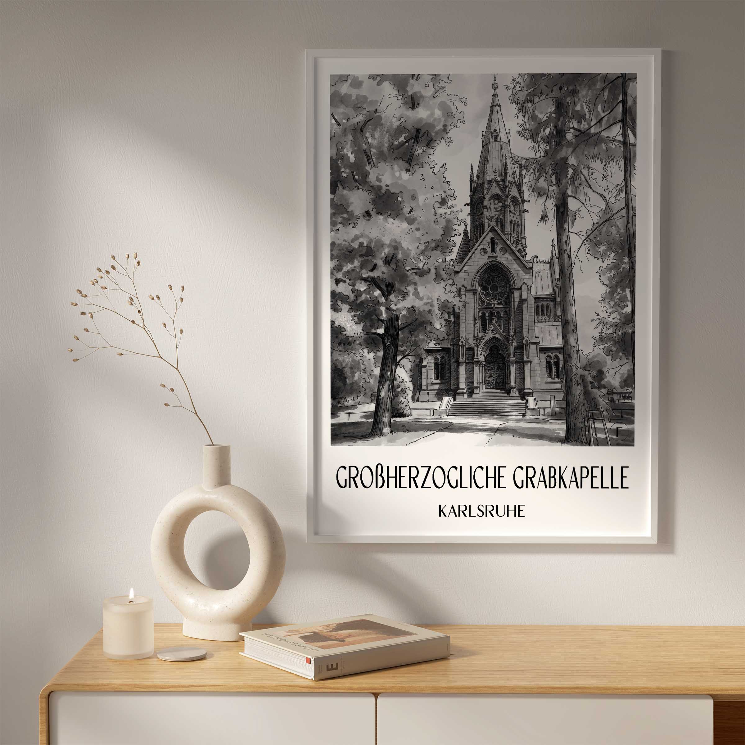 großherzogliche-grabkapelle-karlsruhe-deutschland-poster-aquarell-schwarz-weiss
