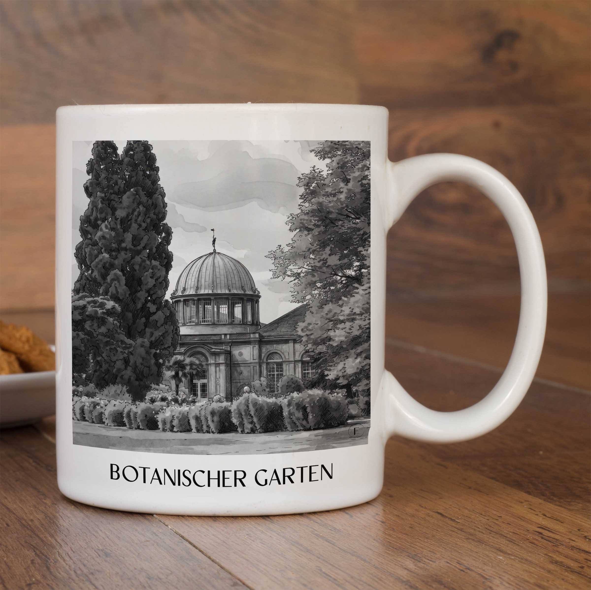 botanischer-garten-karlsruhe-deutschland-kaffeebecher-aquarell-schwarz-weiss