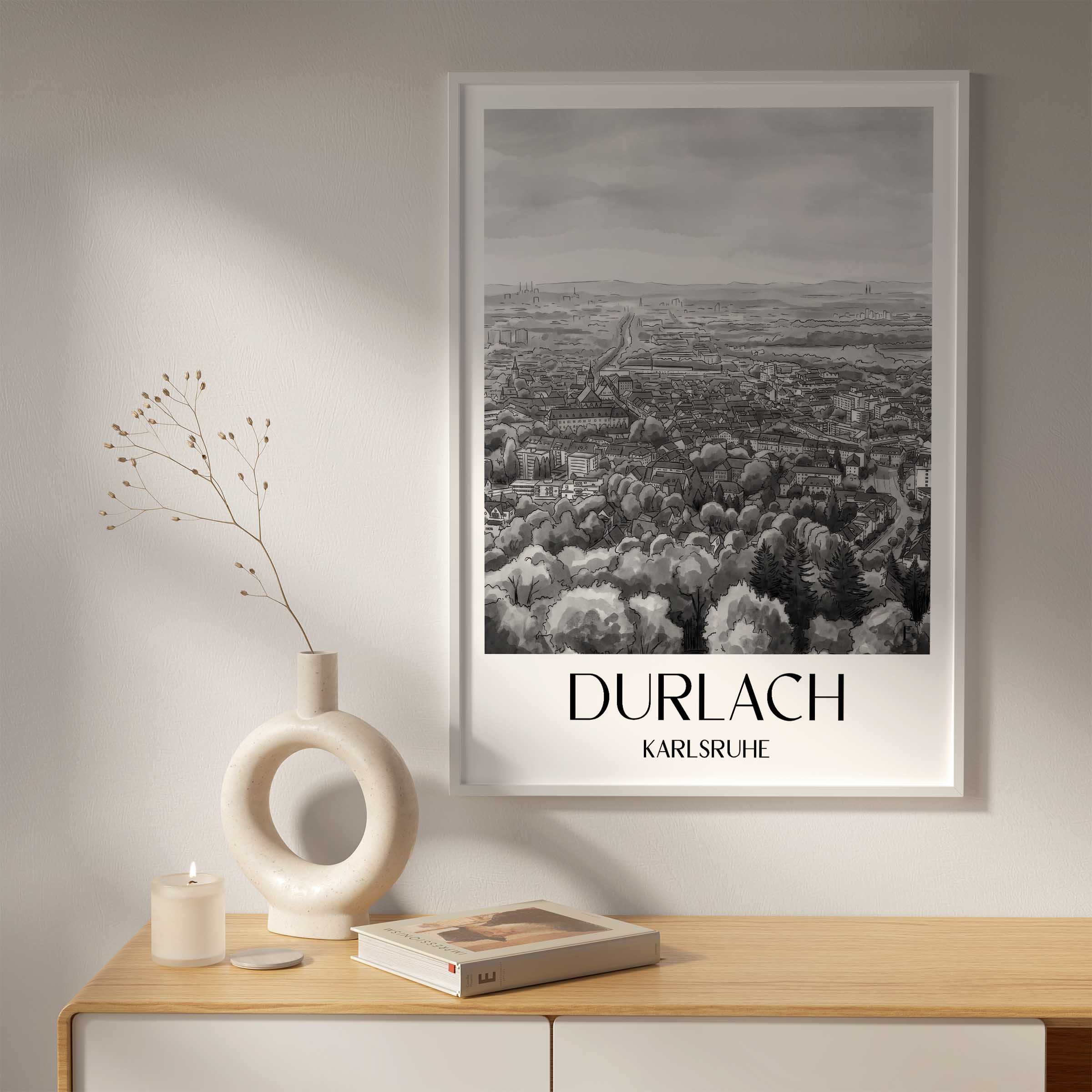durlach--karlsruhe-deutschland-poster-aquarell-schwarz-weiss