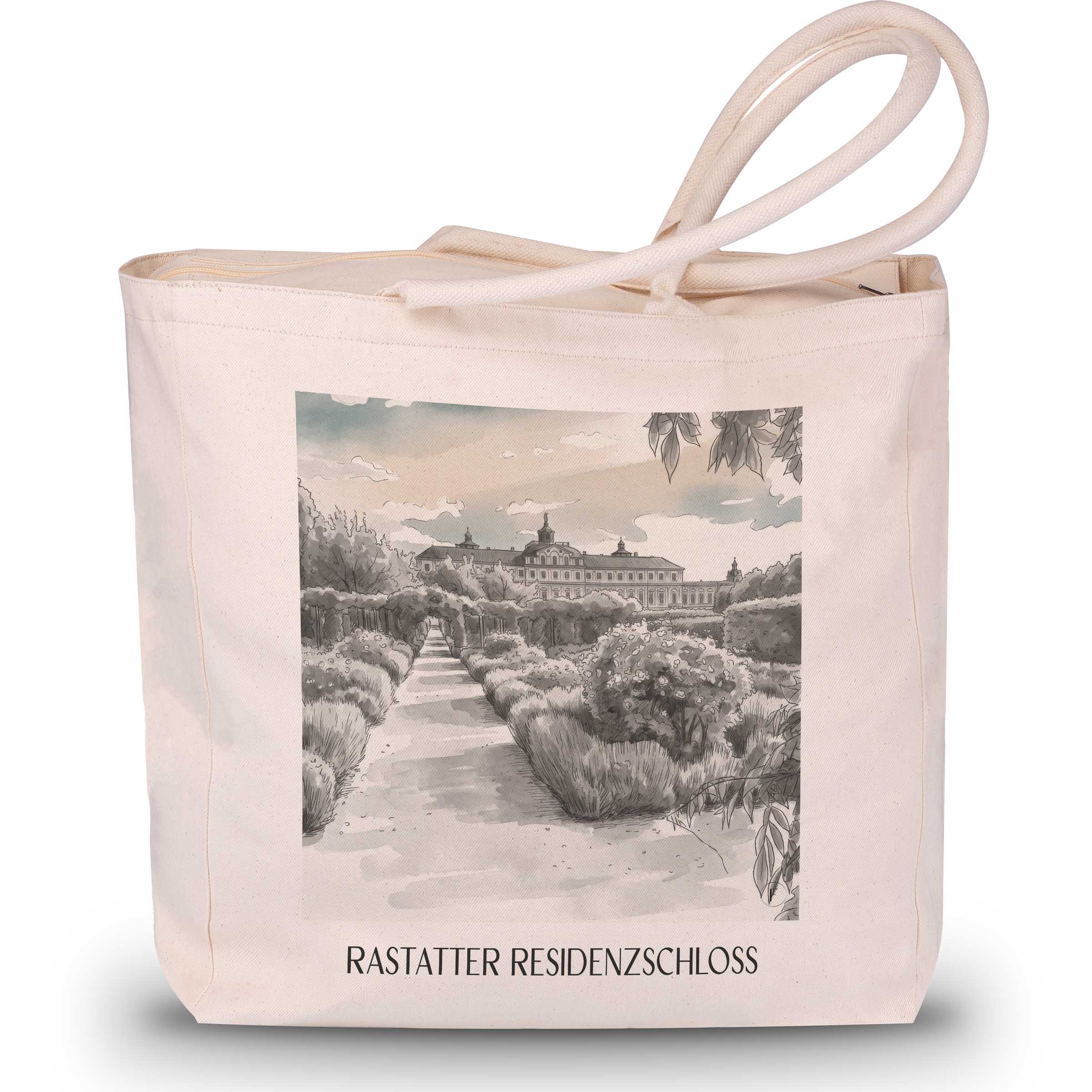 residenzschloss-rastatt-deutschland-einkaufstasche-aquarell-schwarz-weiss