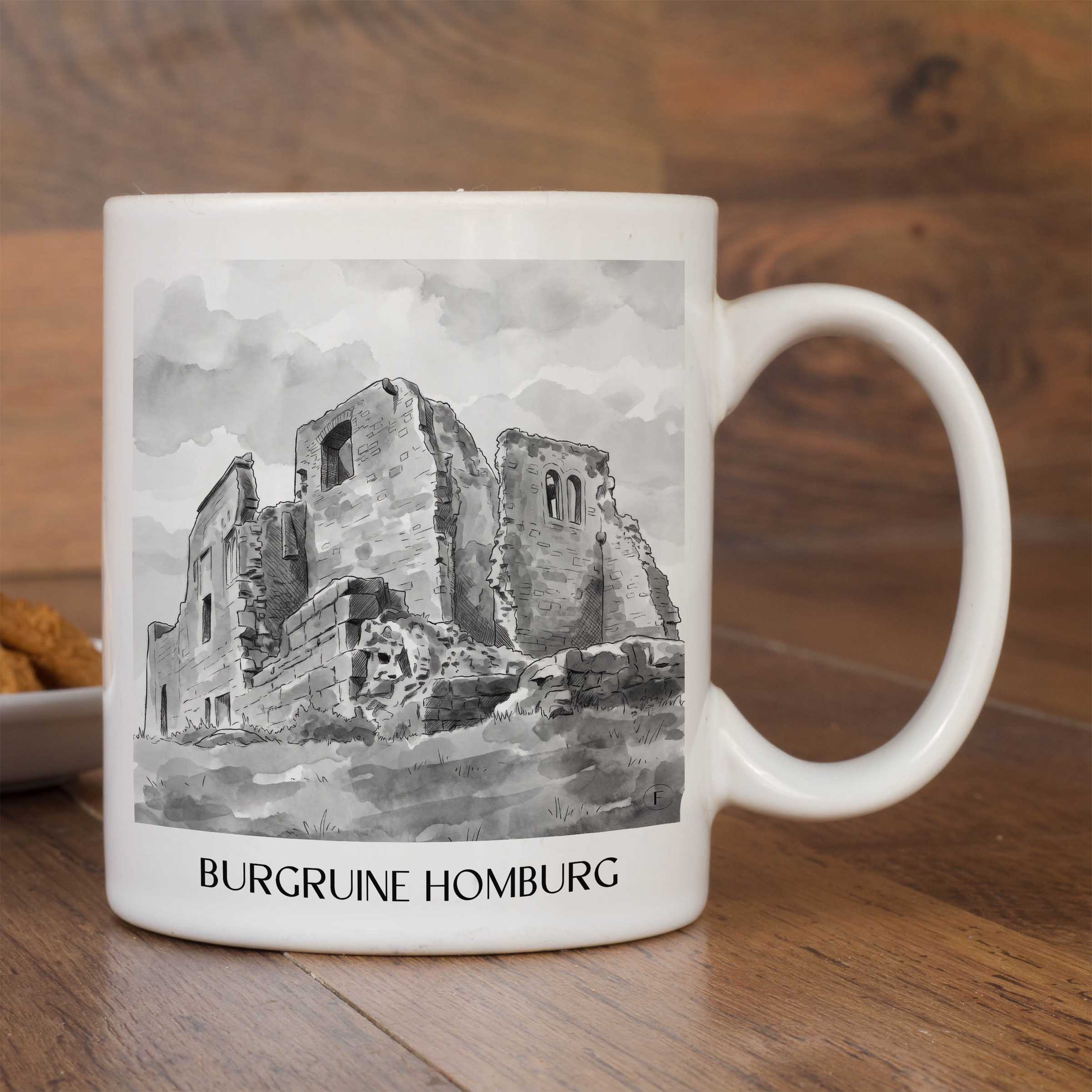 burgruine-homburg-spessart-deutschland-kaffeebecher-aquarell-schwarz-weiss