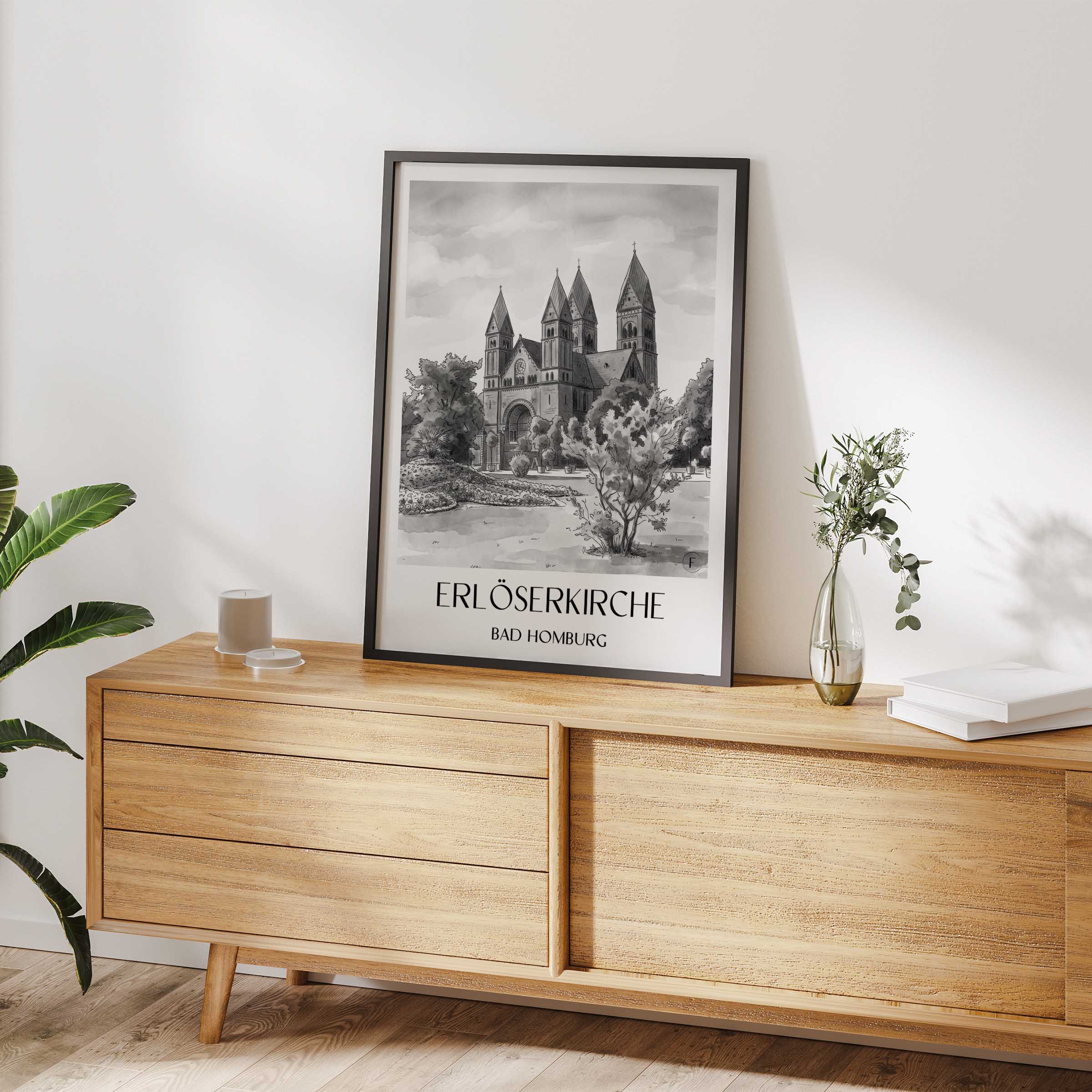 erlöserkirche-bad-homburg-deutschland-poster-aquarell-schwarz-weiss