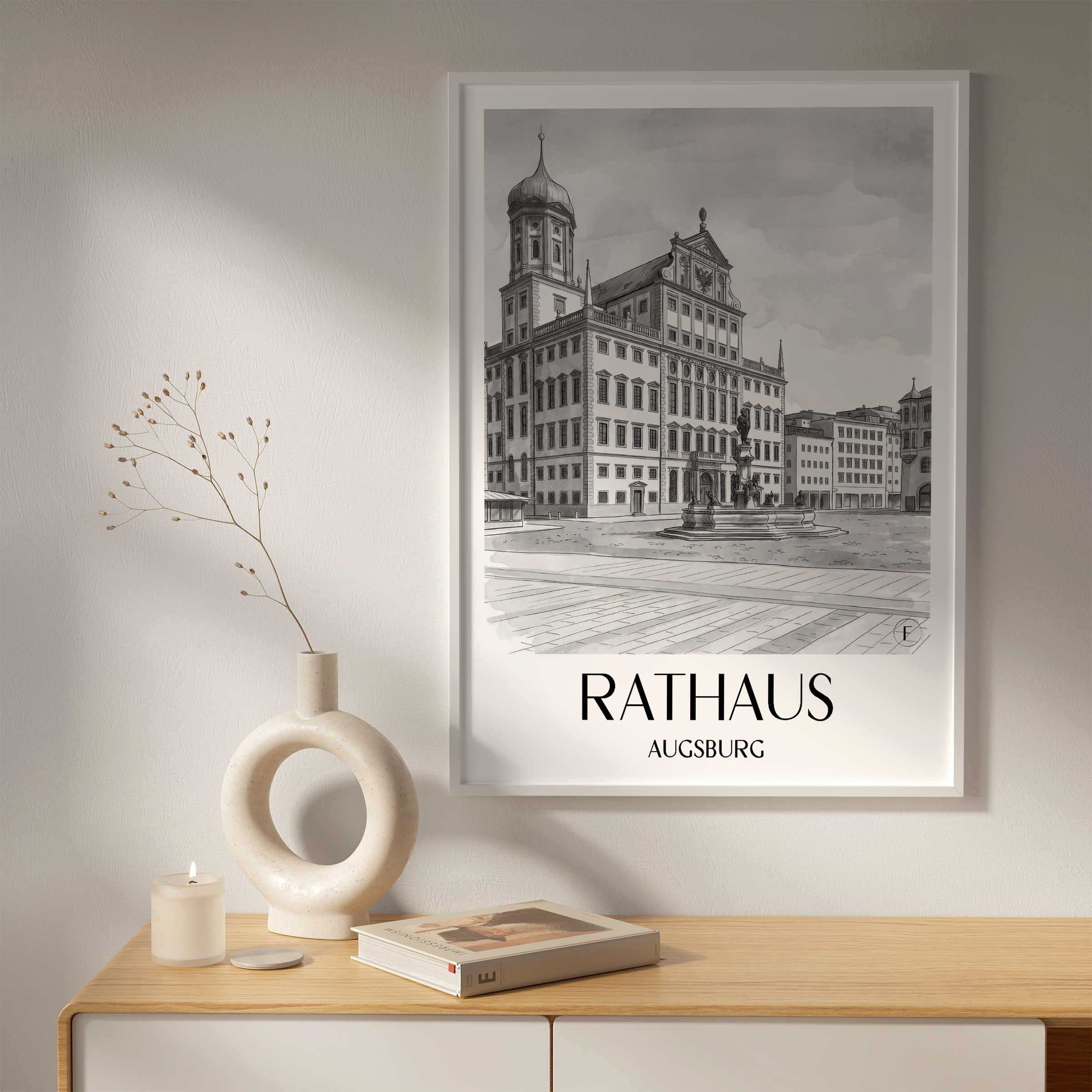 rathaus-augsburg-deutschland-poster-aquarell-schwarz-weiss