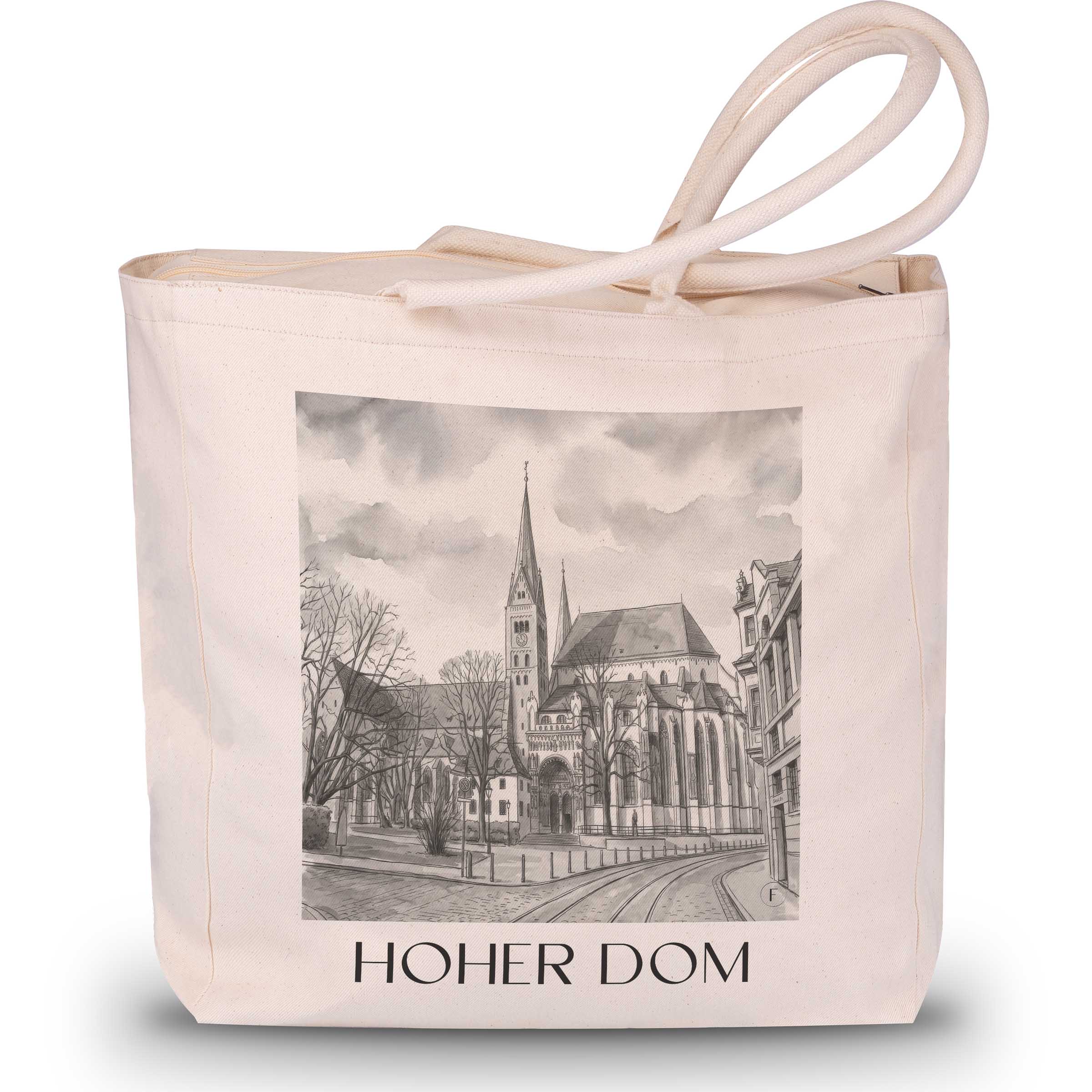 hoher-dom-augsburg-deutschland-einkaufstasche-aquarell-schwarz-weiss
