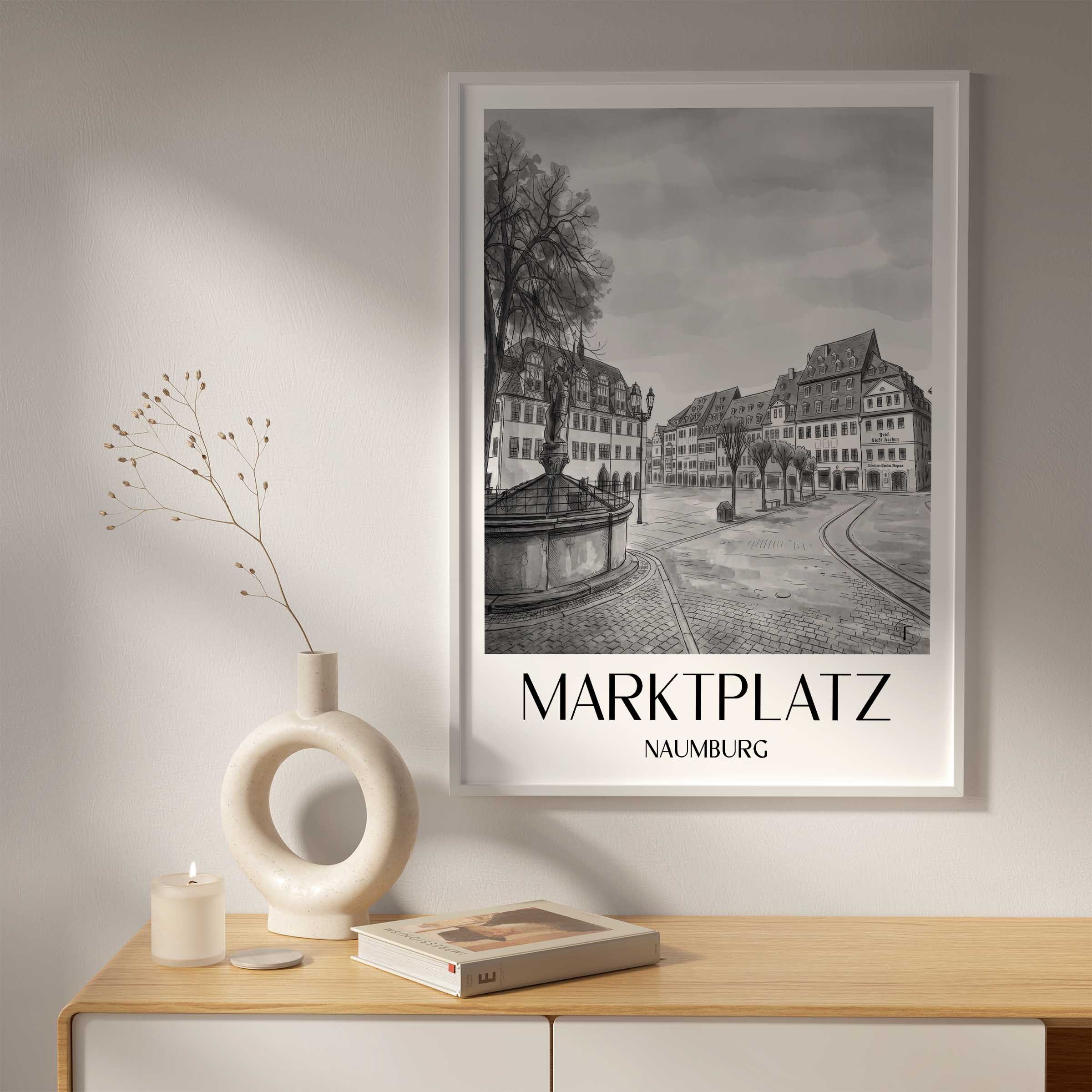 marktplatz-naumburg-deutschland-poster-aquarell-schwarz-weiss