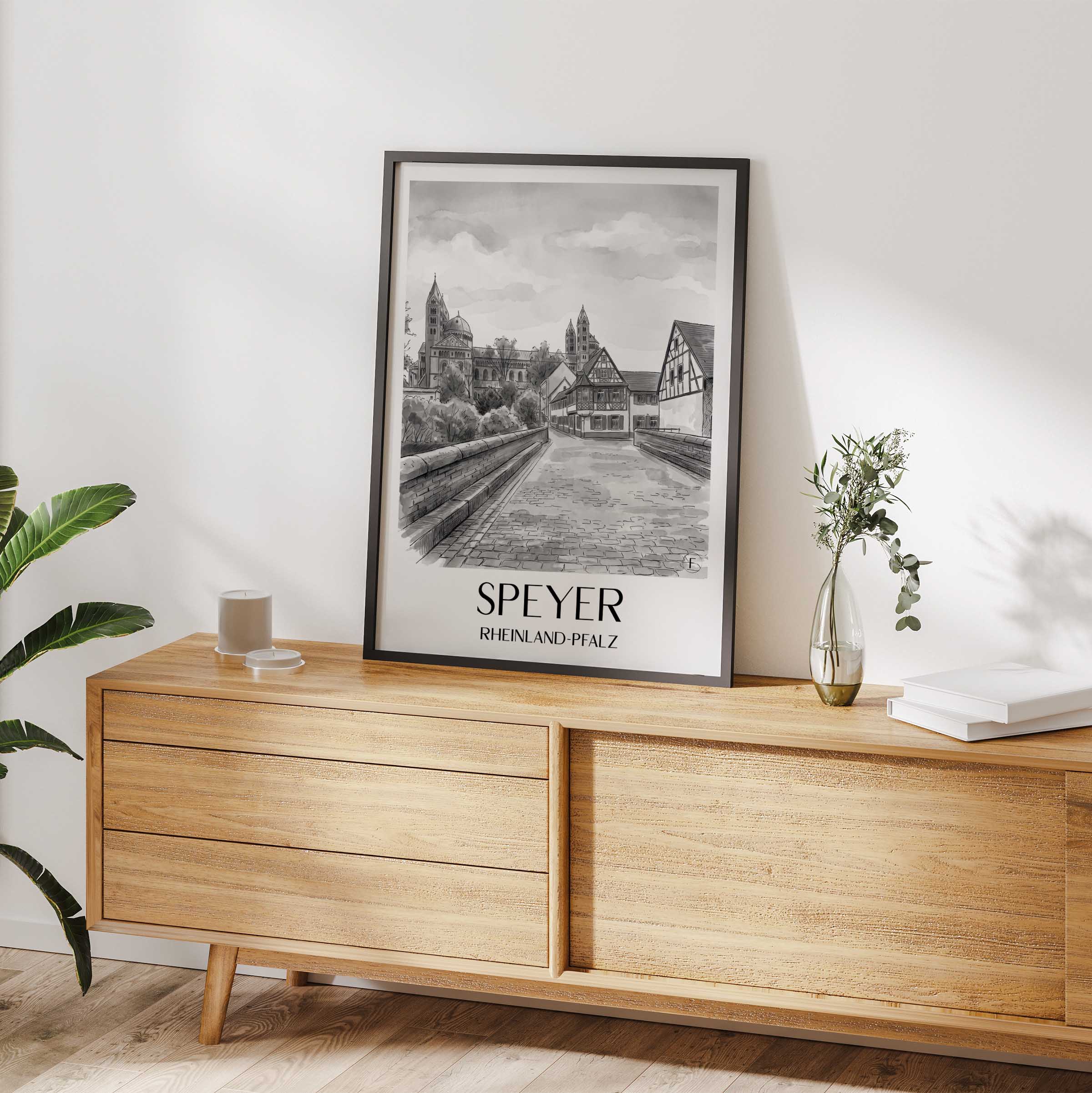speyer-rheinland-pfalz-deutschland-poster-aquarell-schwarz-weiss