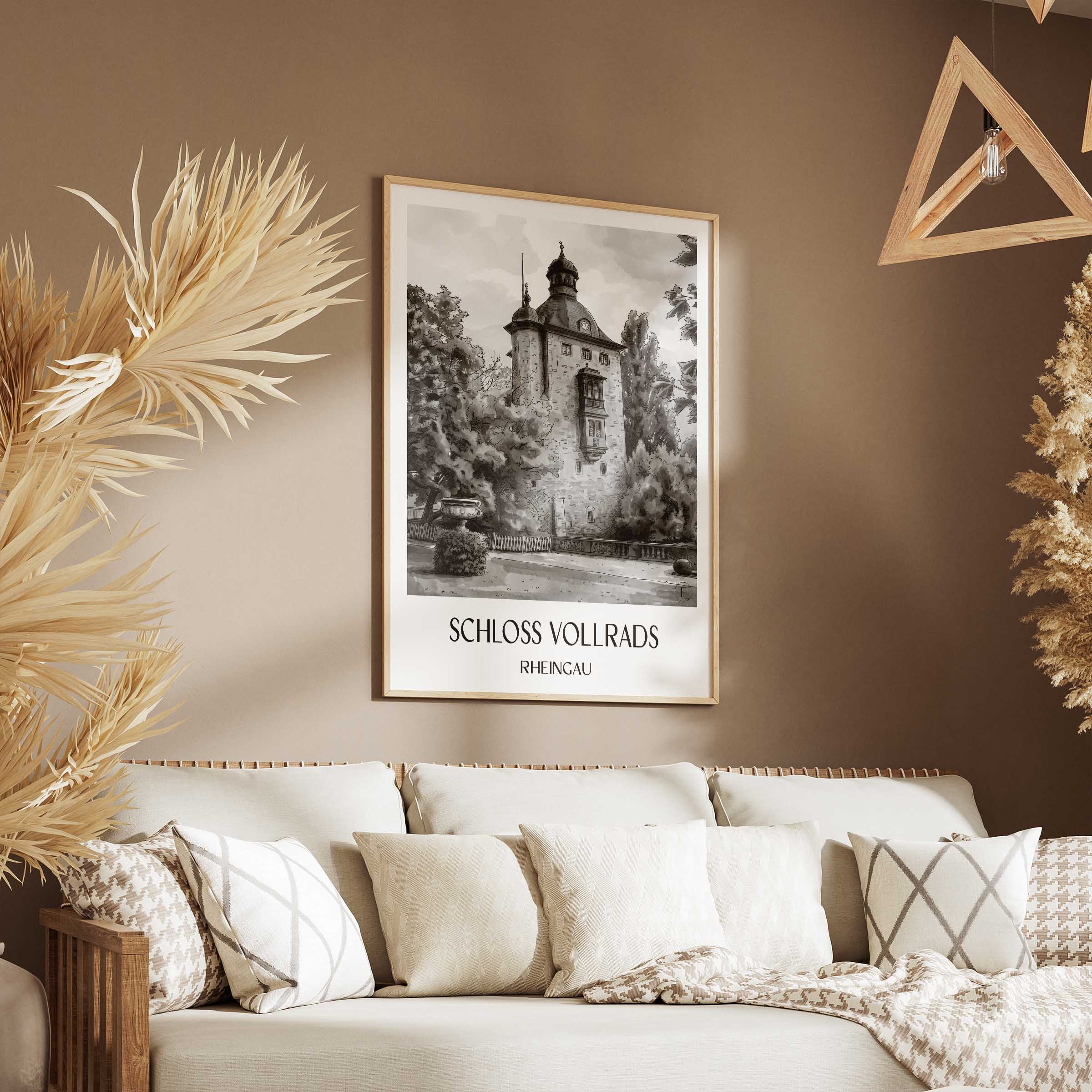 schloss-vollrads-rheingau-deutschland-poster-aquarell-schwarz-weiss