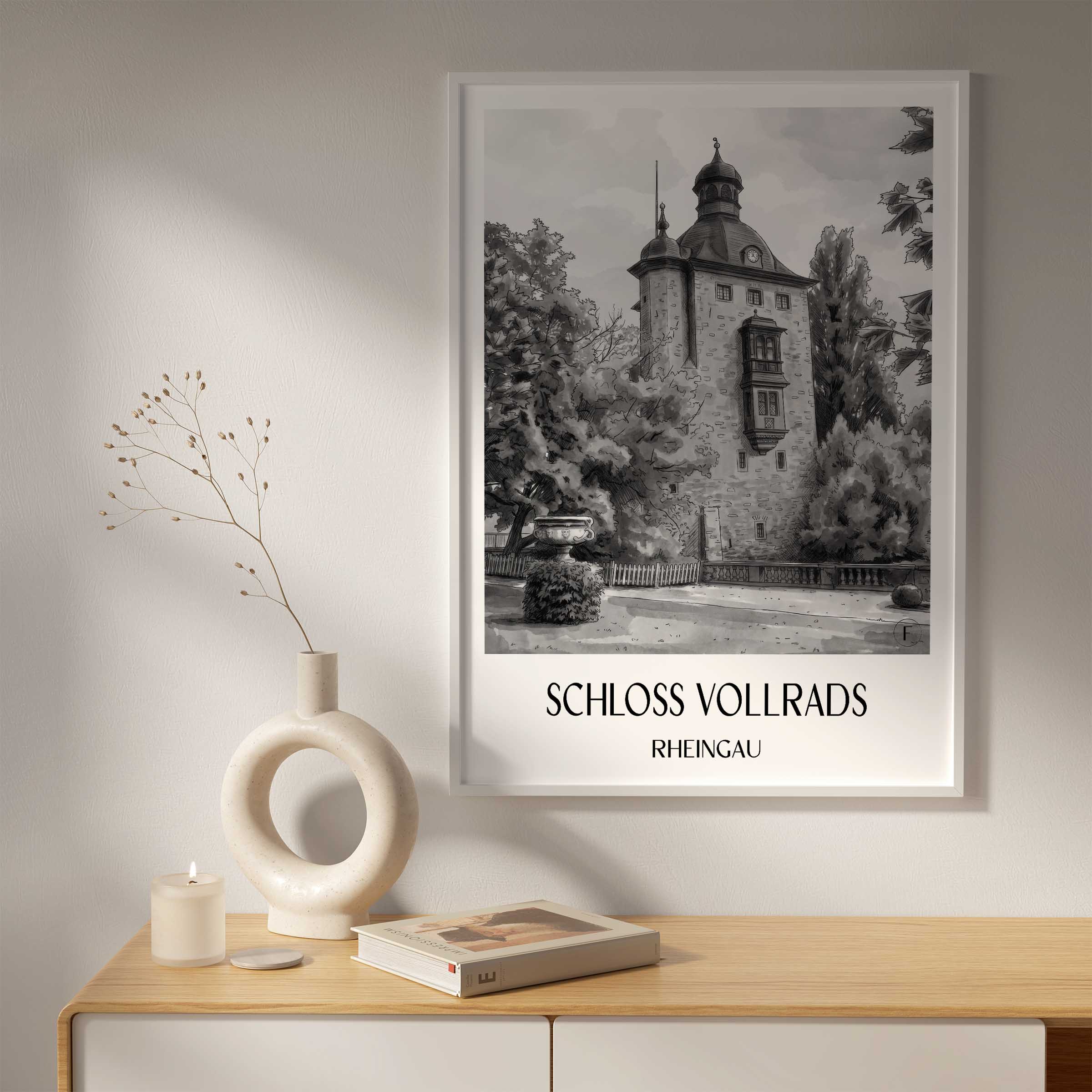 schloss-vollrads-rheingau-deutschland-poster-aquarell-schwarz-weiss