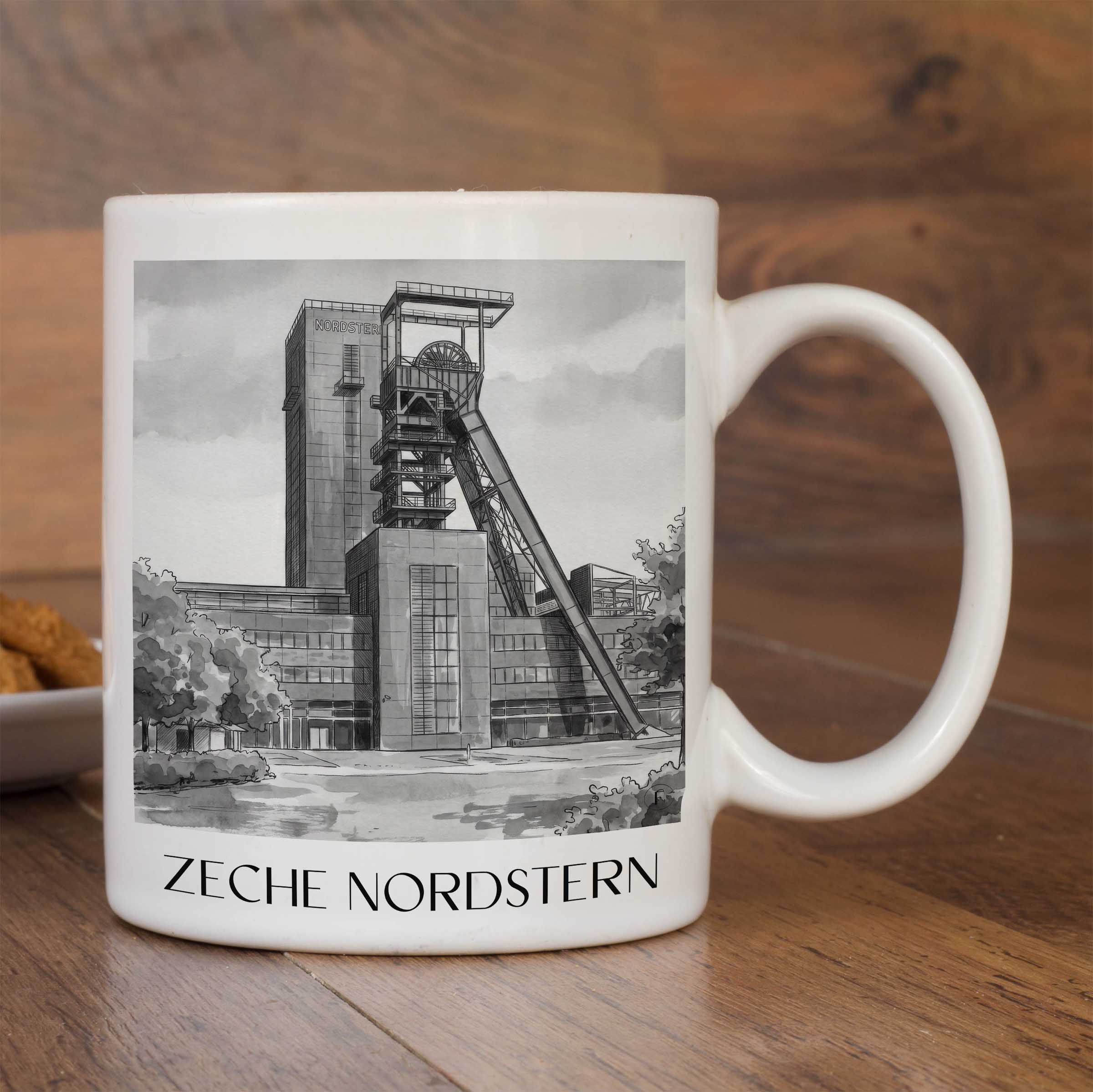 zeche-nordstern-gelsenkirchen-deutschland-kaffeebecher-aquarell-schwarz-weiss