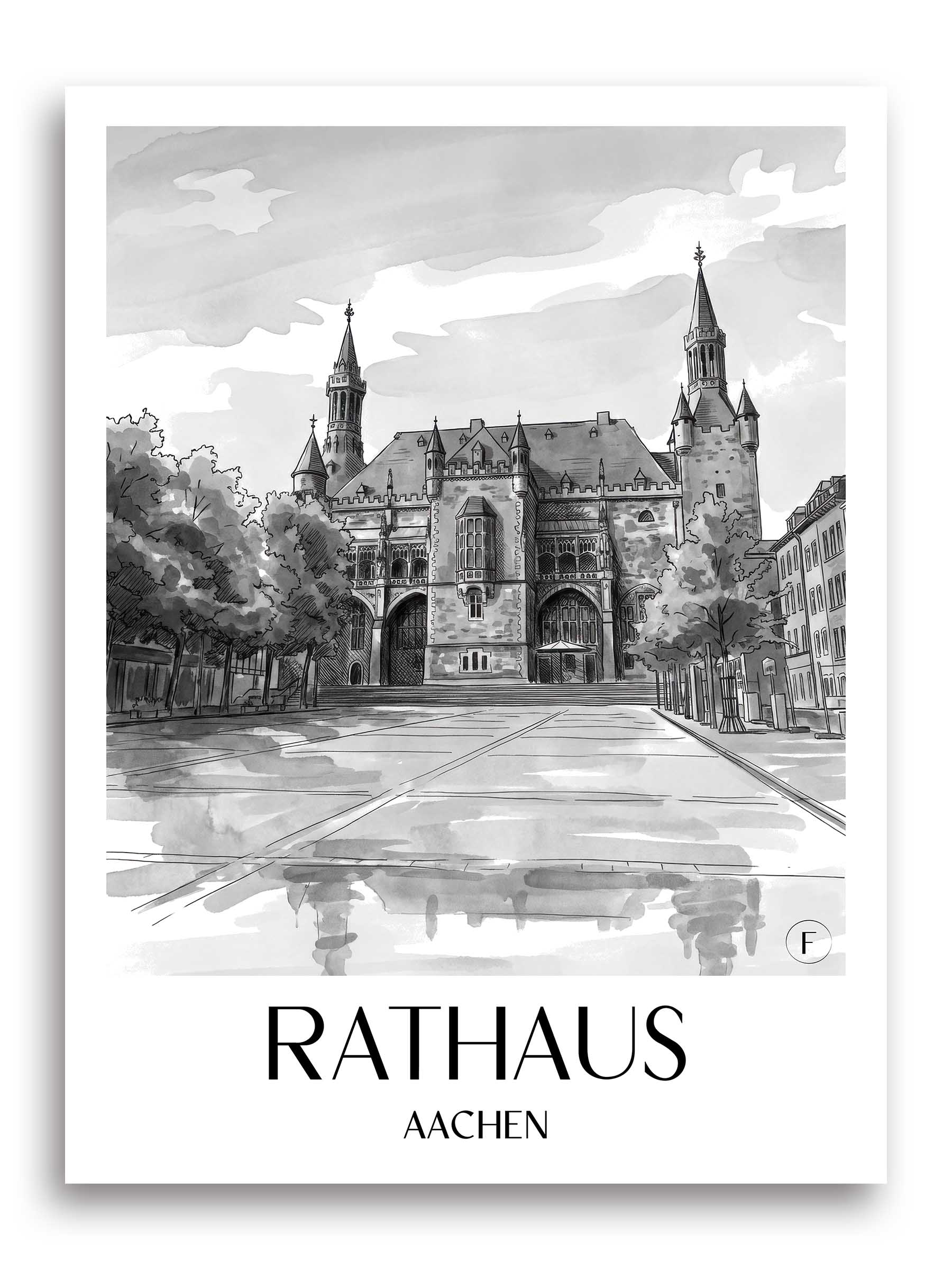 rathaus--aachen-deutschland-poster-aquarell-schwarz-weiss