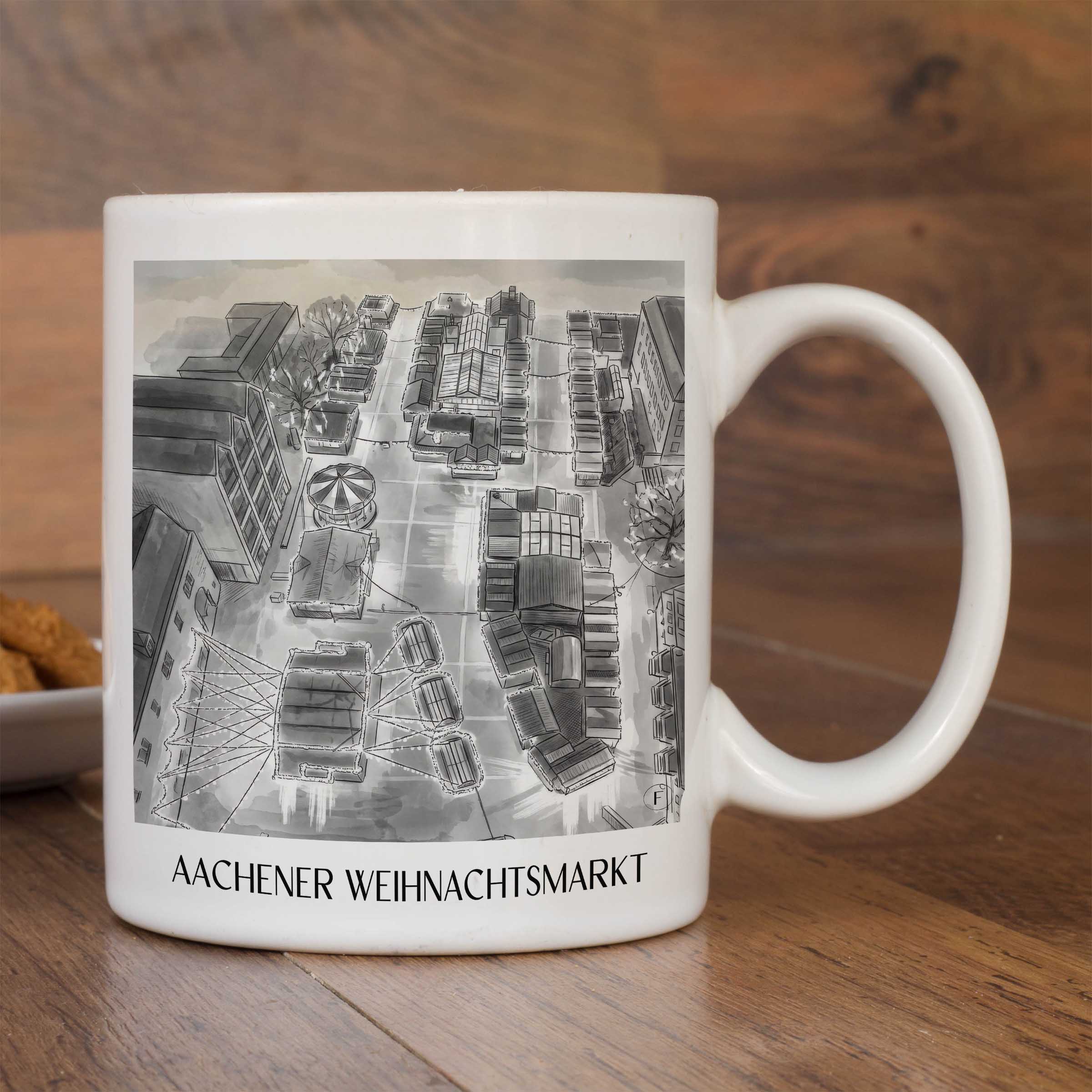weihnachtsmarkt-aachen-deutschland-kaffeebecher-aquarell-schwarz-weiss
