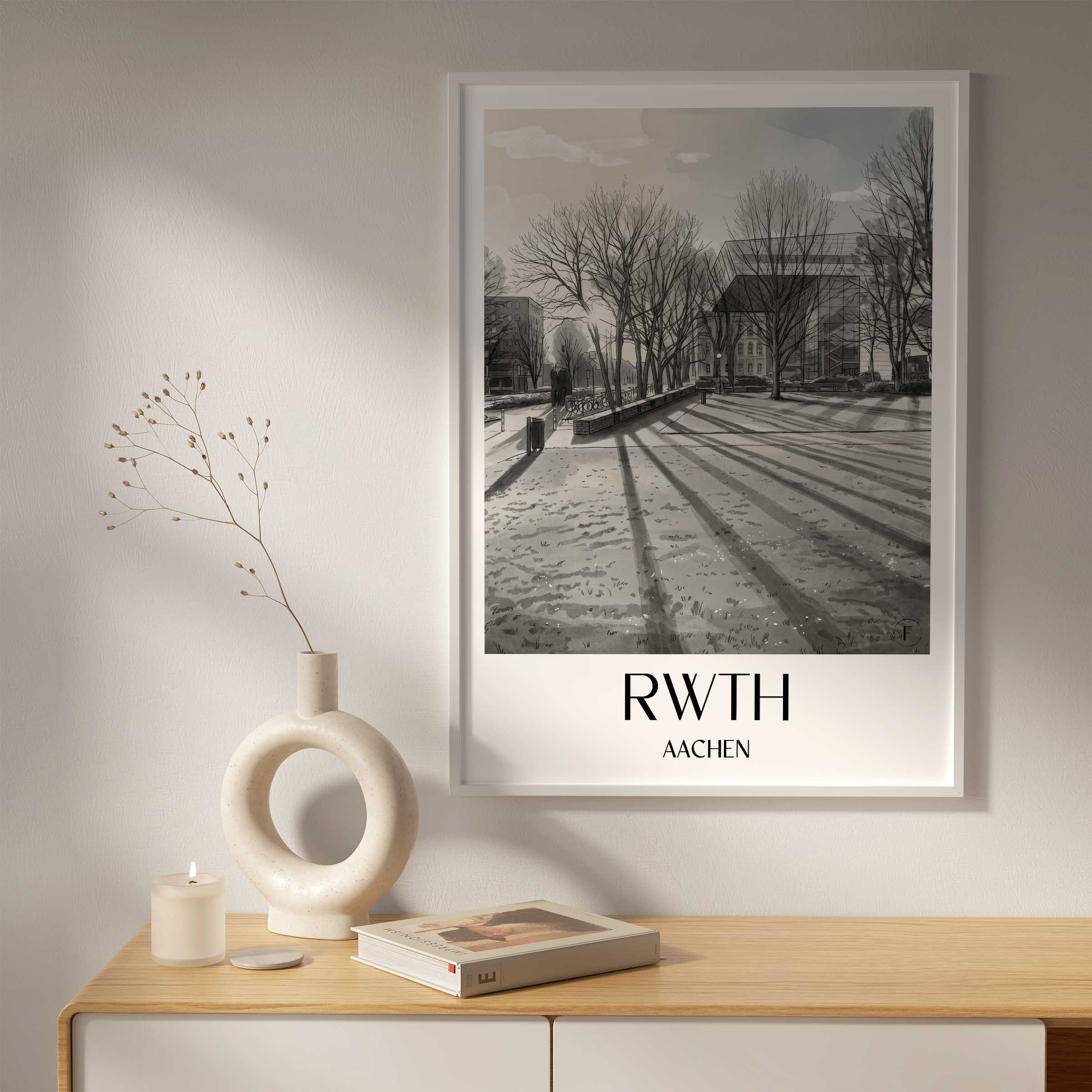 rwth-aachen-deutschland-poster-aquarell-schwarz-weiss
