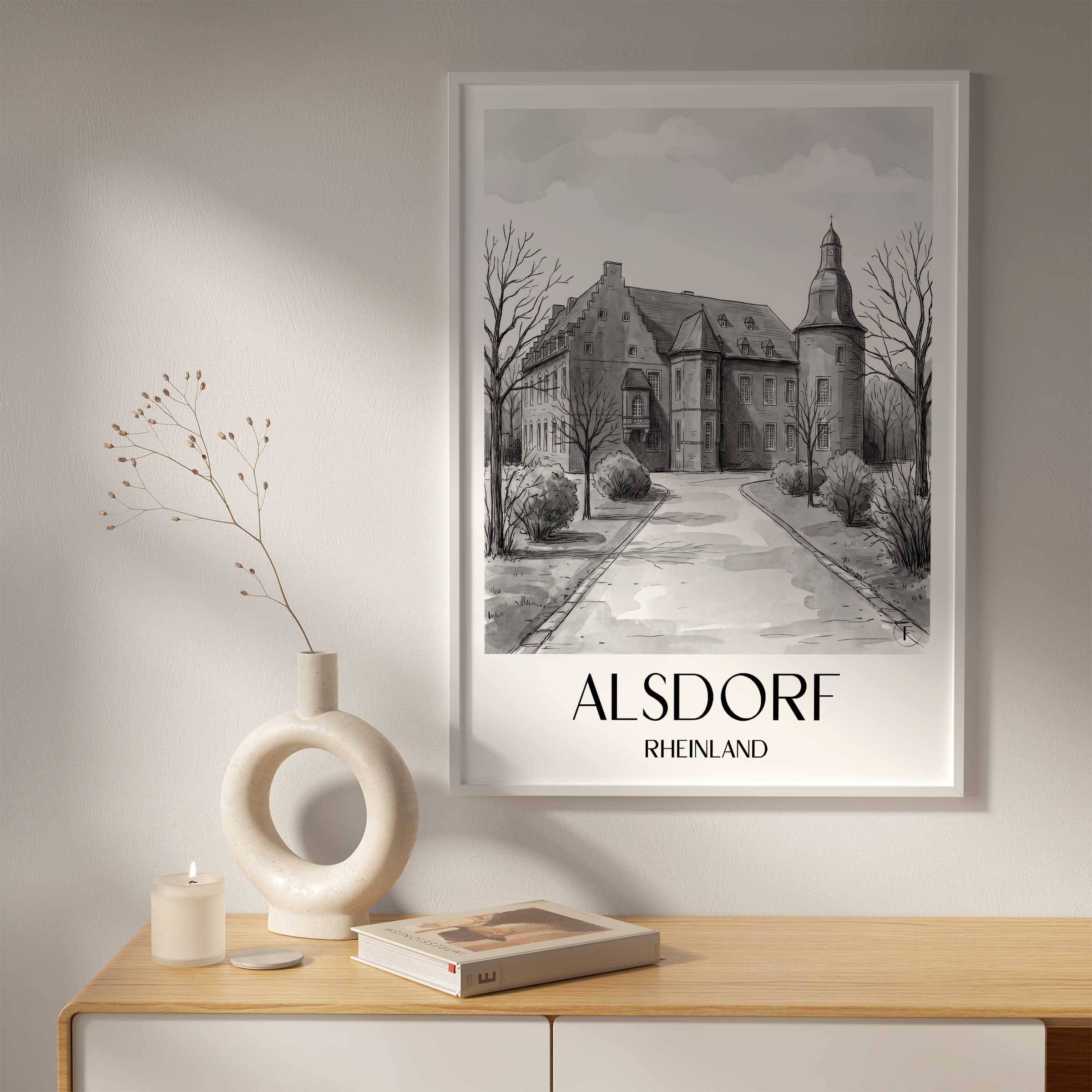 alsdorf-rheinland-deutschland-poster-aquarell-schwarz-weiss