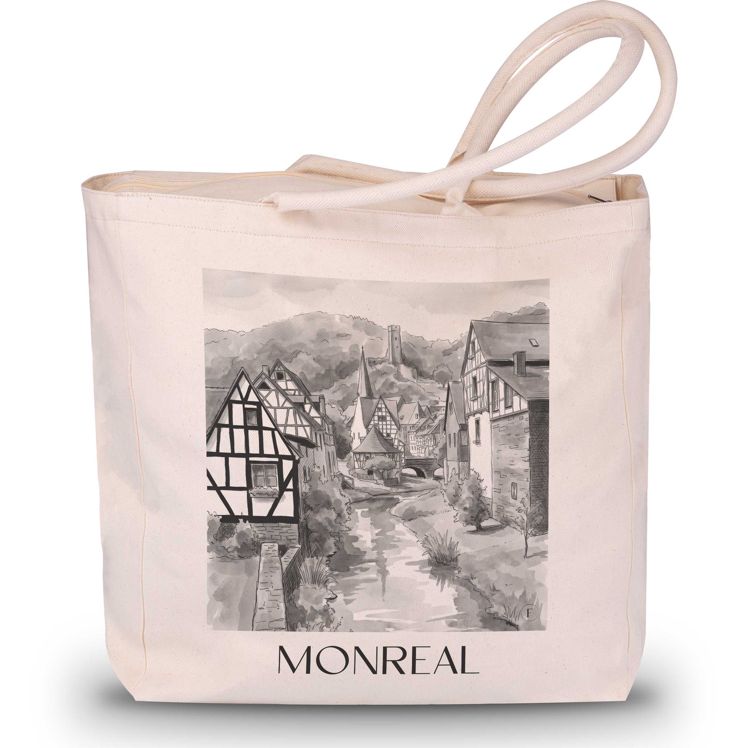 monreal-eifel-deutschland-einkaufstasche-aquarell-schwarz-weiss