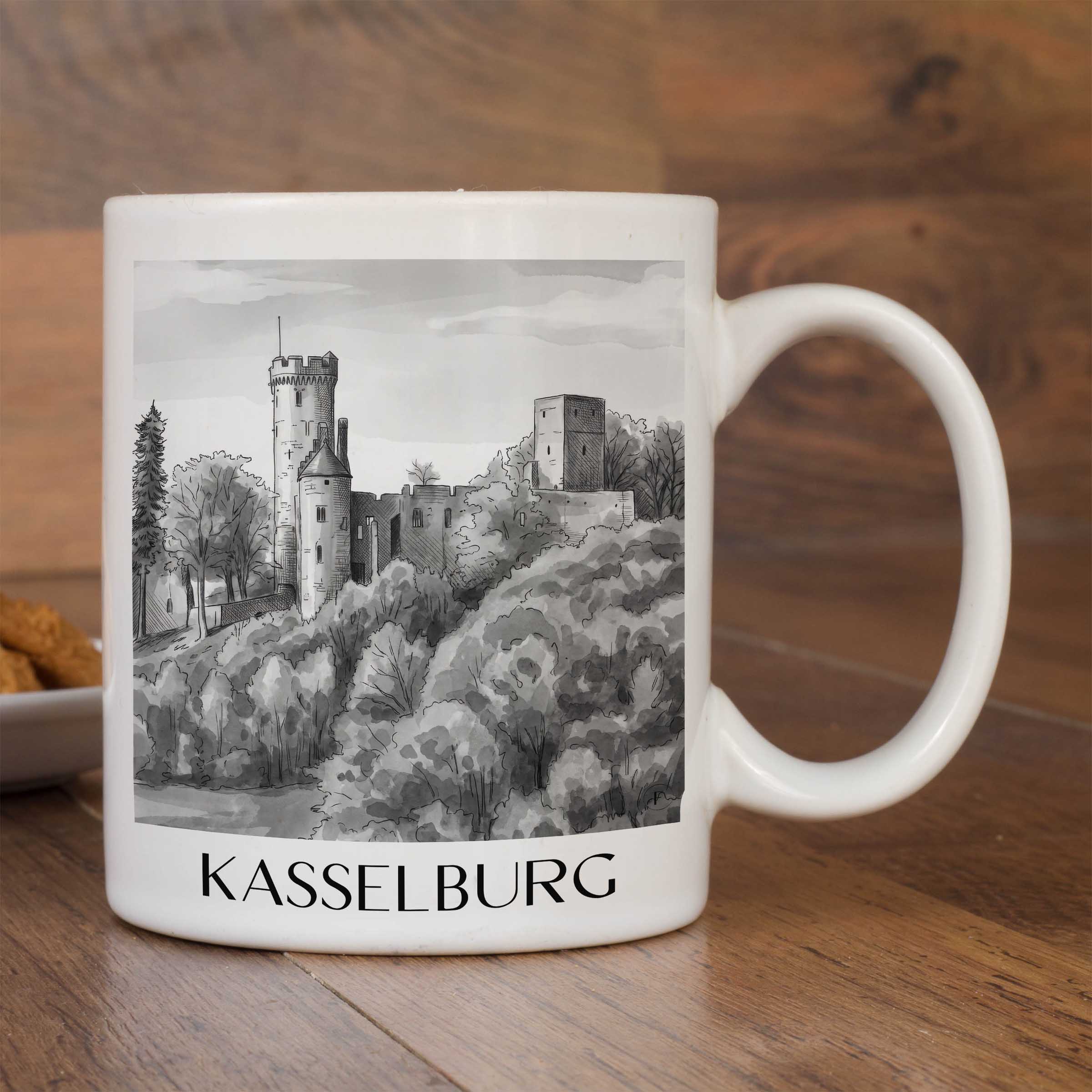 kasselburg-eifel-deutschland-kaffeebecher-aquarell-schwarz-weiss