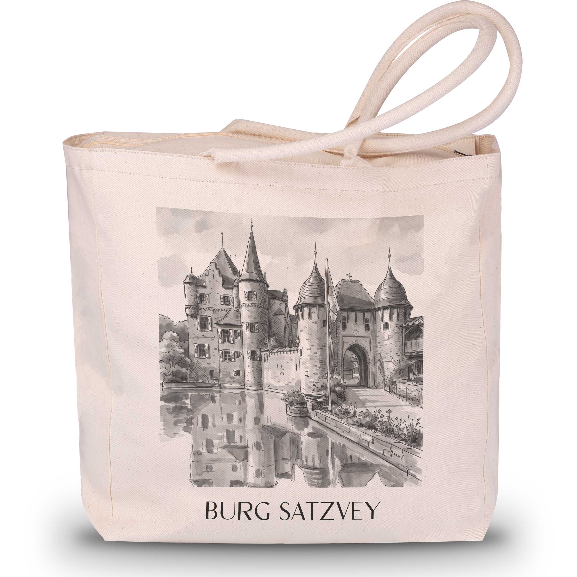 burg-satzvey-eifel-deutschland-einkaufstasche-aquarell-schwarz-weiss