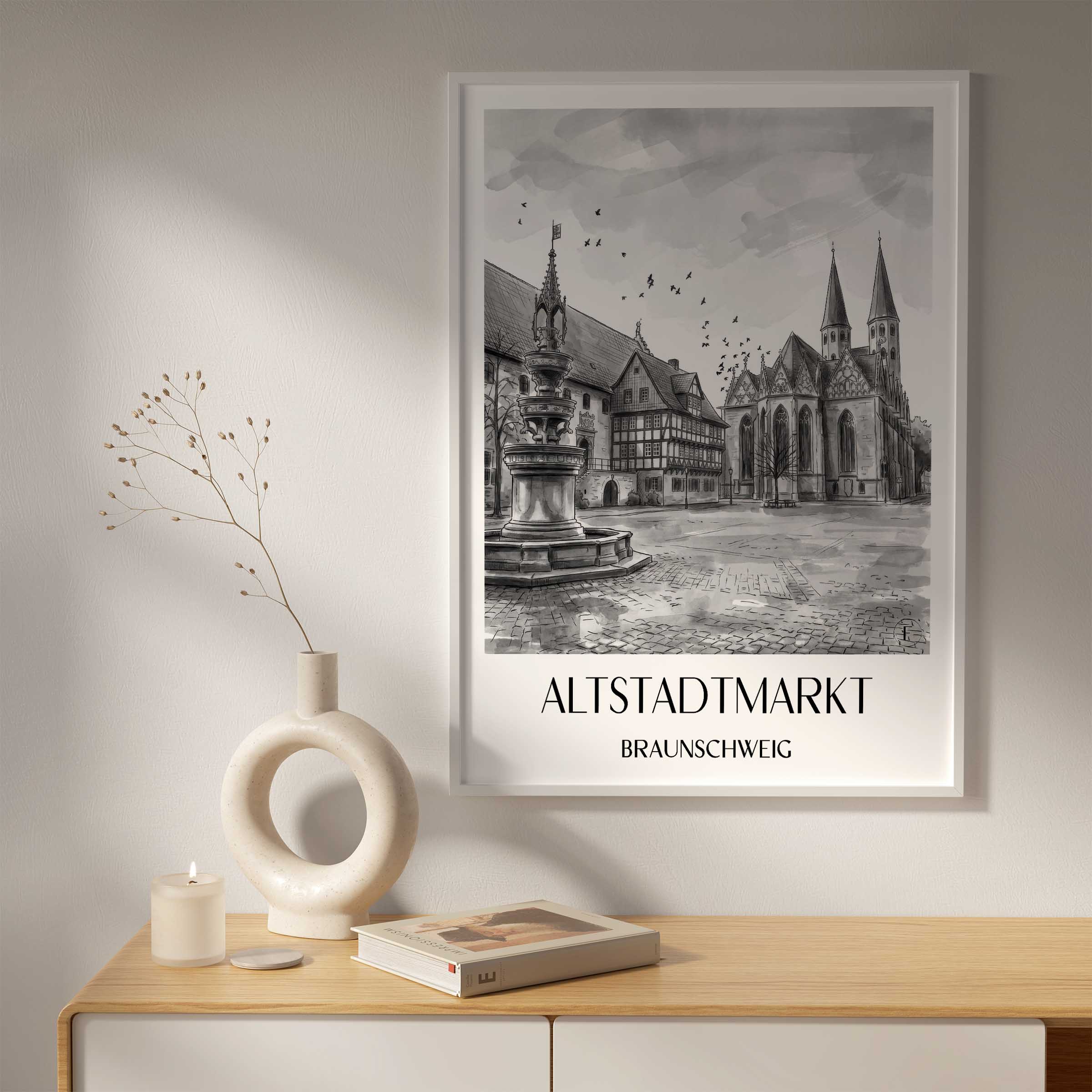altstadtmarkt-braunschweig-deutschland-poster-aquarell-schwarz-weiss