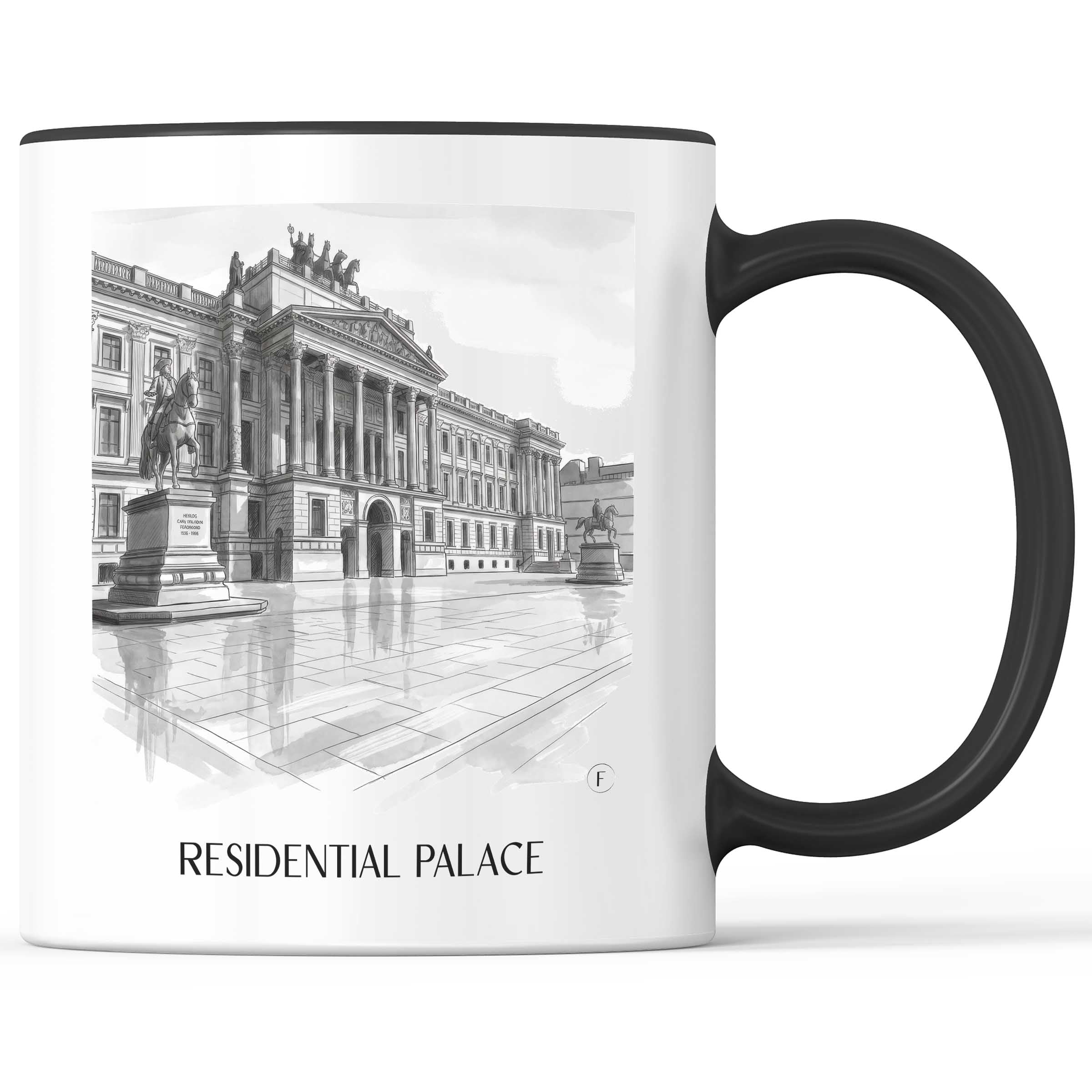 Residenzschloss Kaffeebecher - Braunschweig - Deutschland Becher - Kaffeetasse im Aquarell Schwarz-Weiß Stil