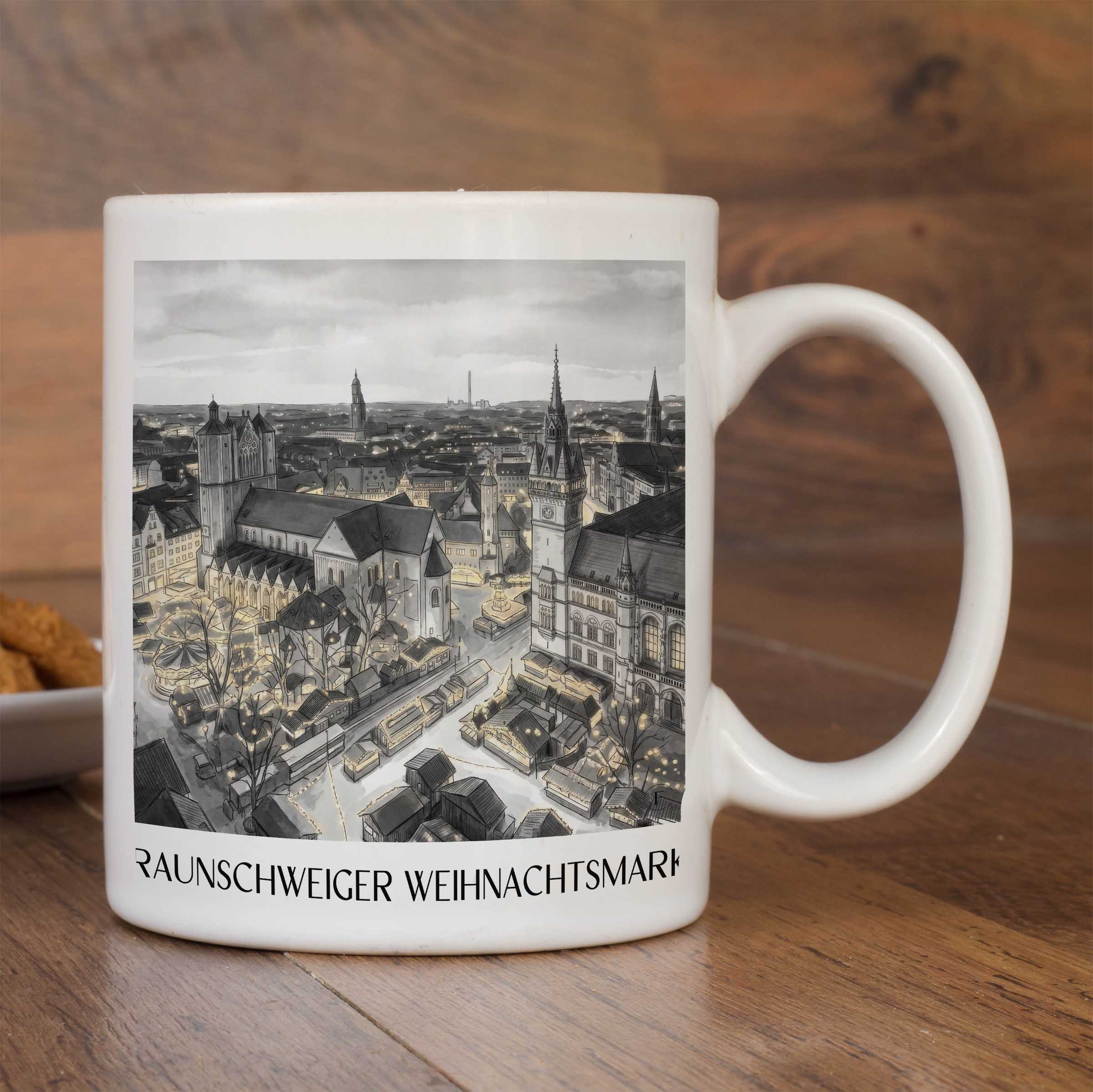 weihnachtsmarkt-braunschweig-deutschland-kaffeebecher-aquarell-schwarz-weiss
