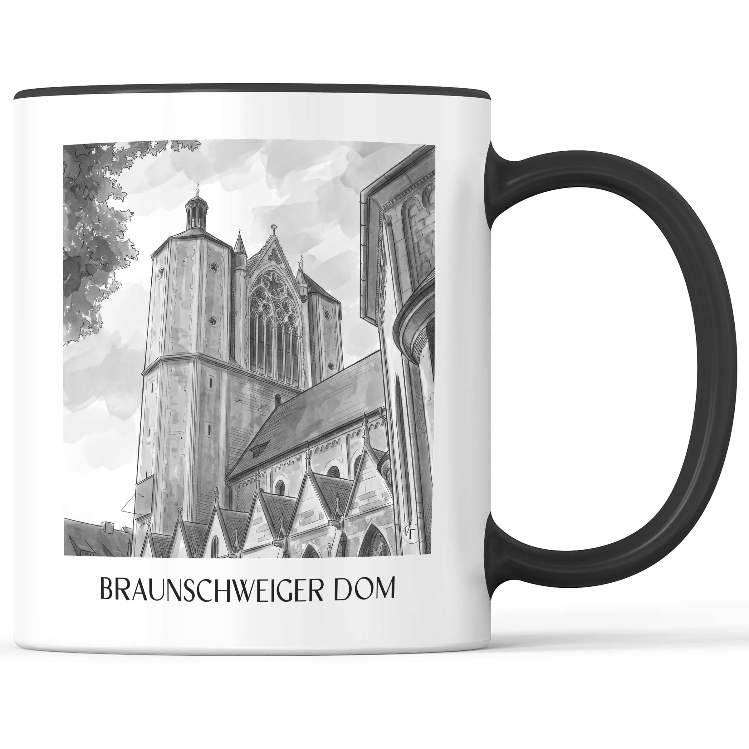 braunschweiger-dom-niedersachsen-deutschland-kaffeebecher-aquarell-schwarz-weiss