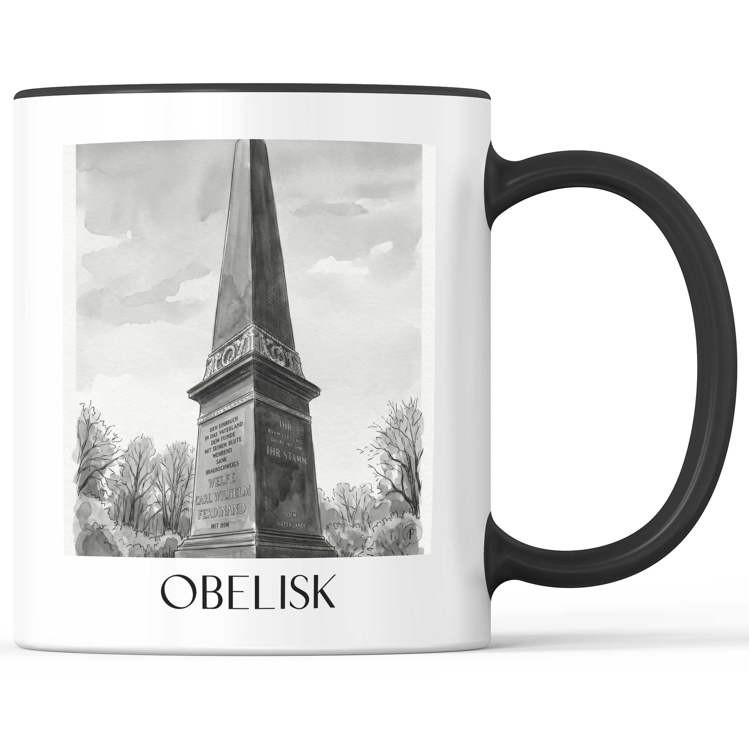 obelisk-braunschweig-deutschland-kaffeebecher-aquarell-schwarz-weiss