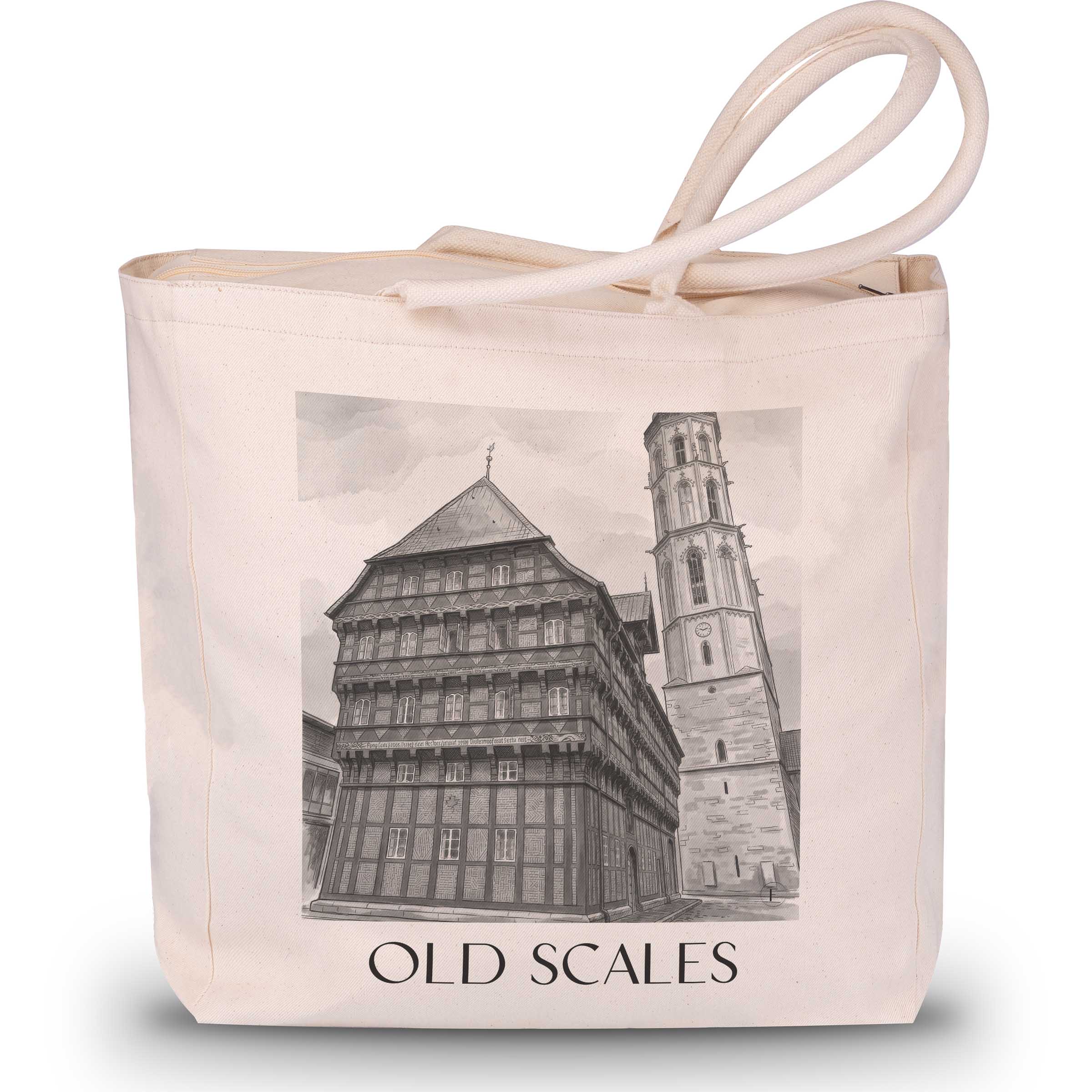 Alte Waage Shopping Tasche - Braunschweig - Deutschland Tote Bag - Einkaufstasche im Aquarell Schwarz-Weiß Stil