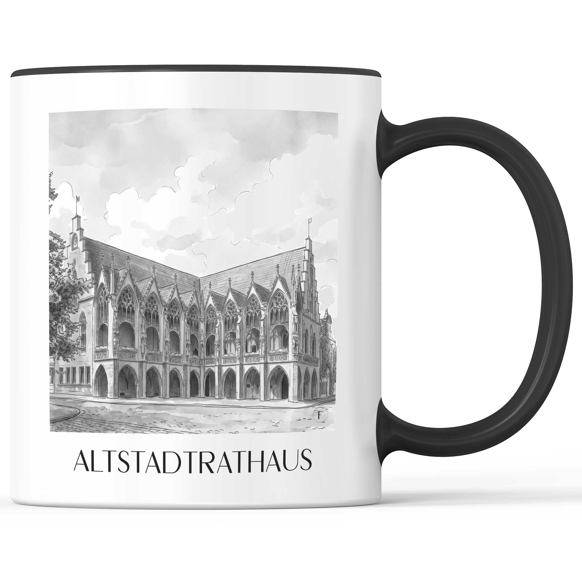 altstadtrathaus-braunschweig-deutschland-kaffeebecher-aquarell-schwarz-weiss