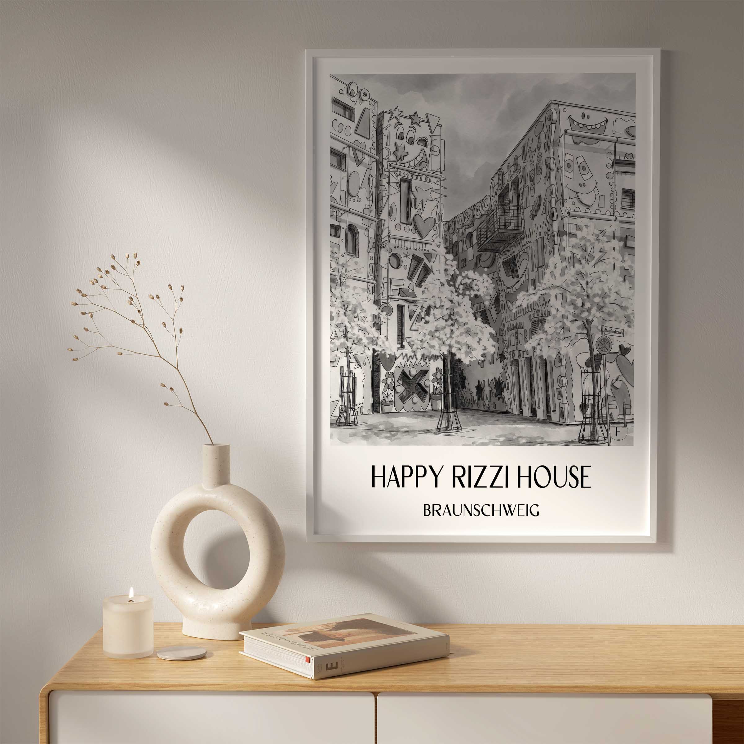 happy-rizzi-house-braunschweig-deutschland-poster-aquarell-schwarz-weiss