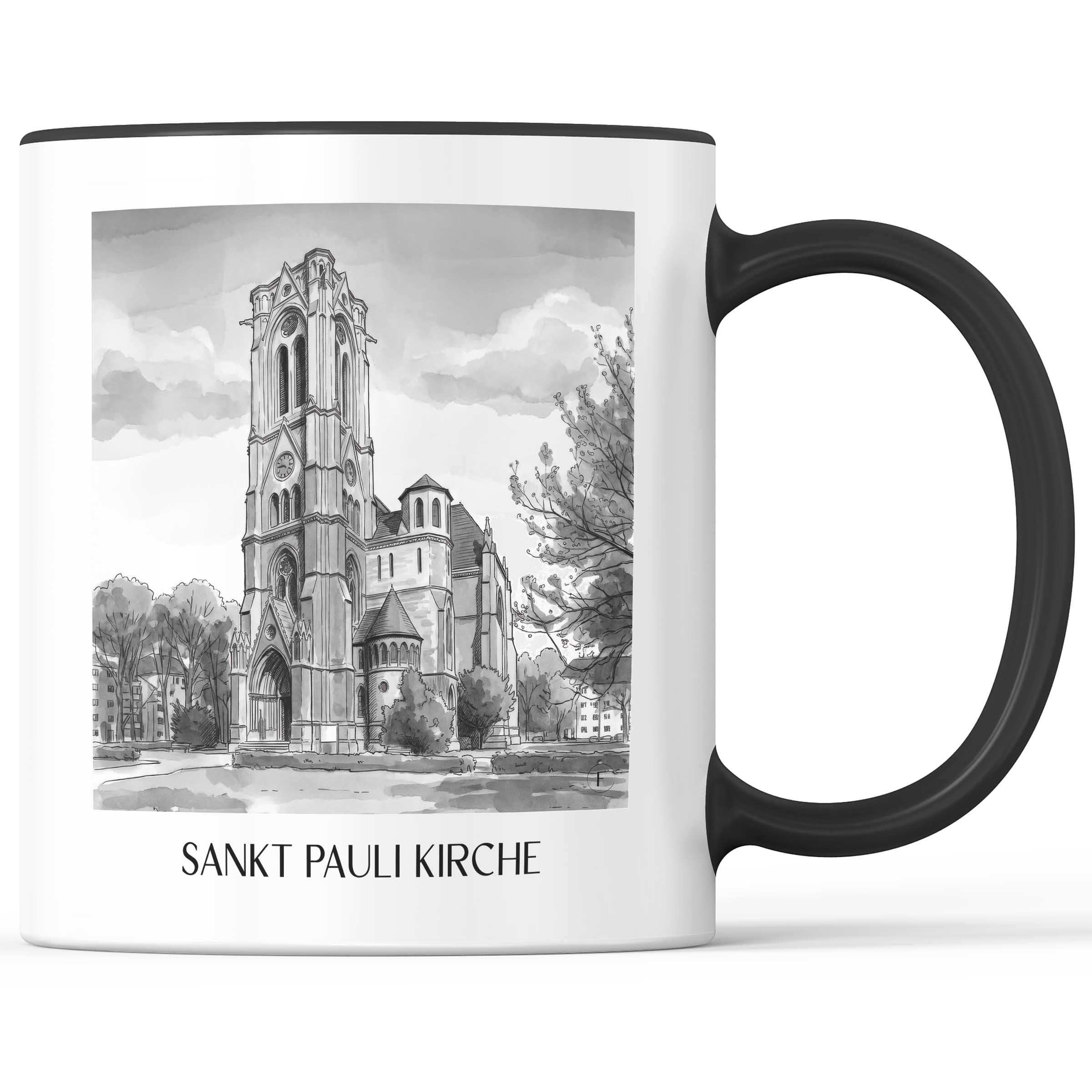 sankt-pauli-kirche-braunschweig-deutschland-kaffeebecher-aquarell-schwarz-weiss