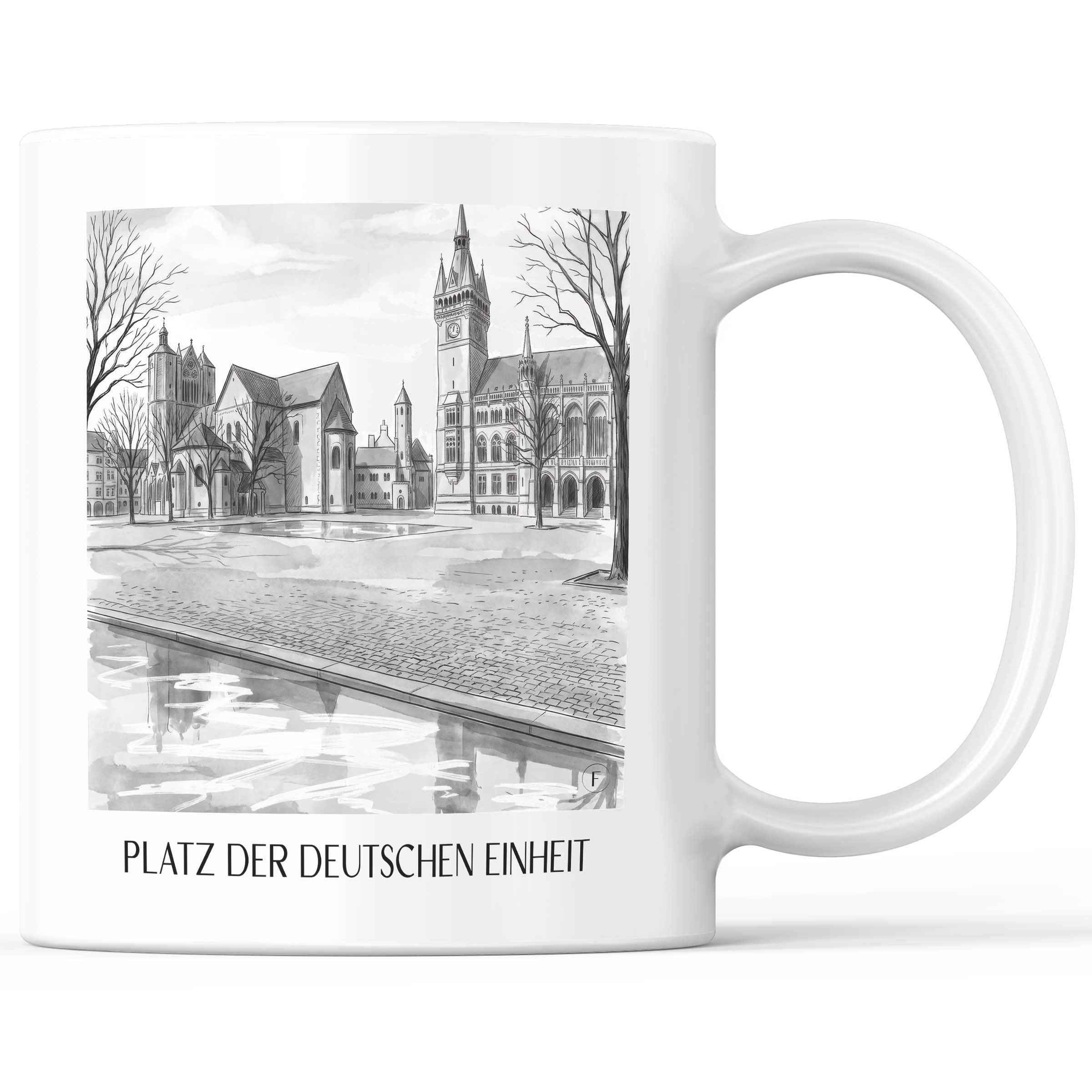 platz-der-deutschen-einheit-braunschweig-deutschland-kaffeebecher-aquarell-schwarz-weiss