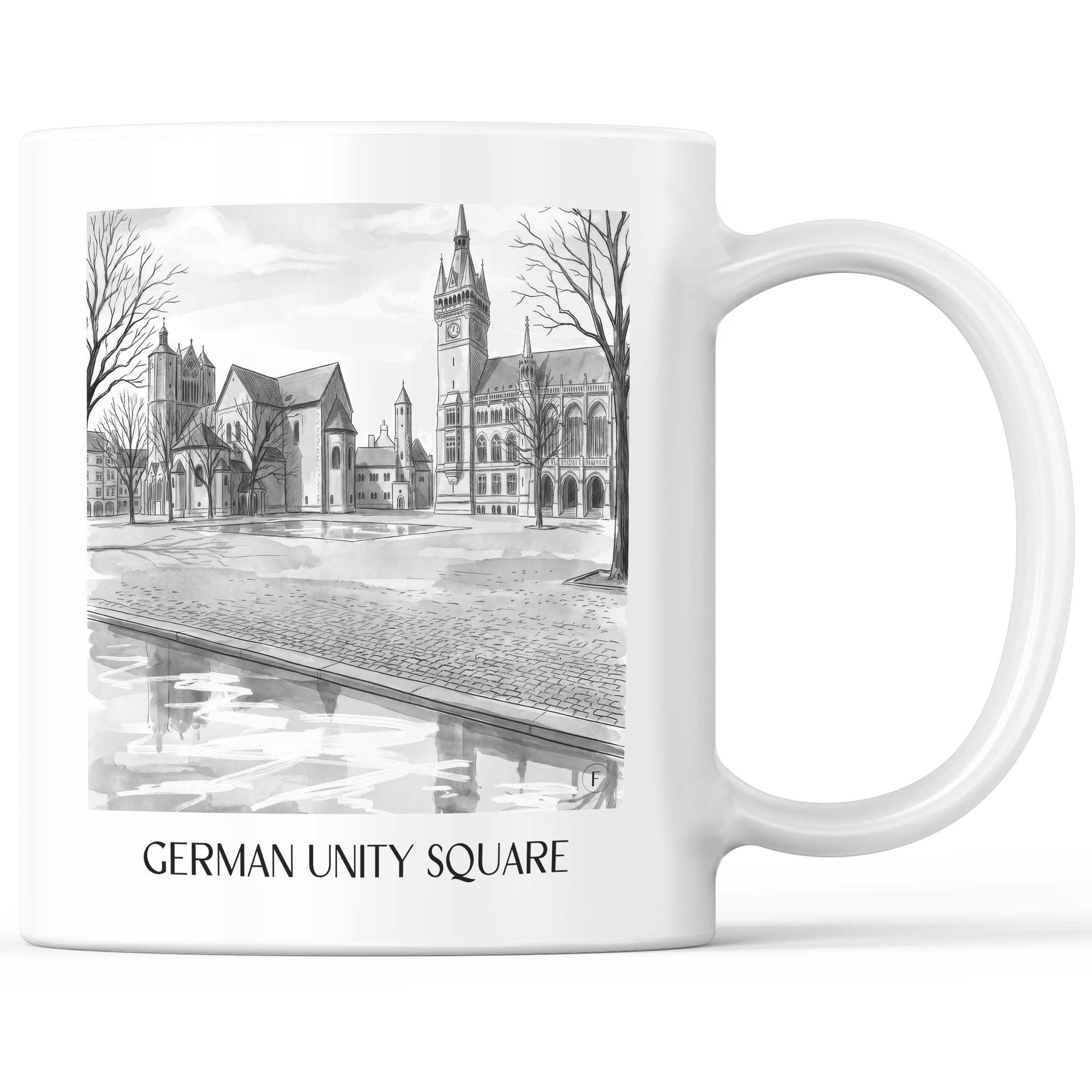 Platz der deutschen Einheit Kaffeebecher - Braunschweig - Deutschland Becher - Kaffeetasse im Aquarell Schwarz-Weiß Stil
