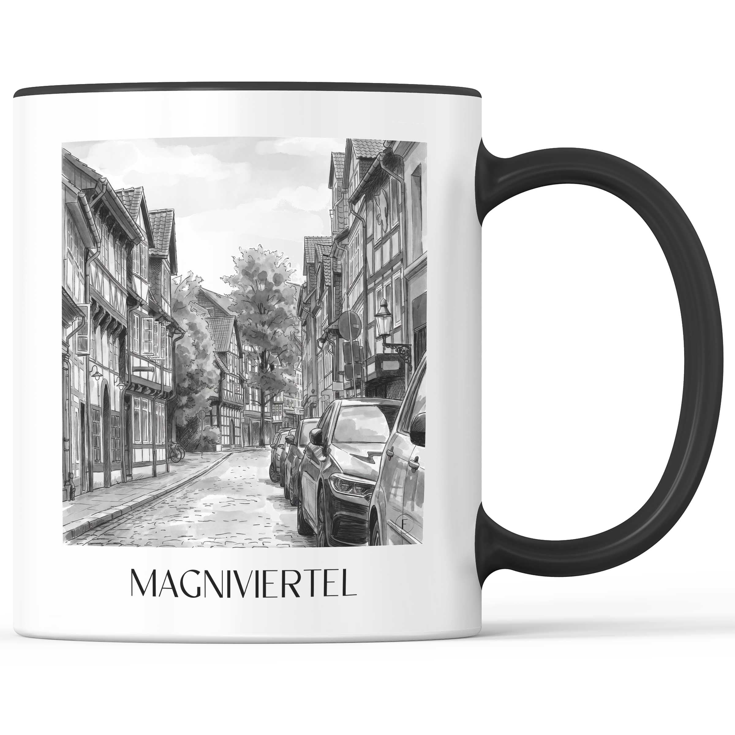 magniviertel-braunschweig-deutschland-kaffeebecher-aquarell-schwarz-weiss