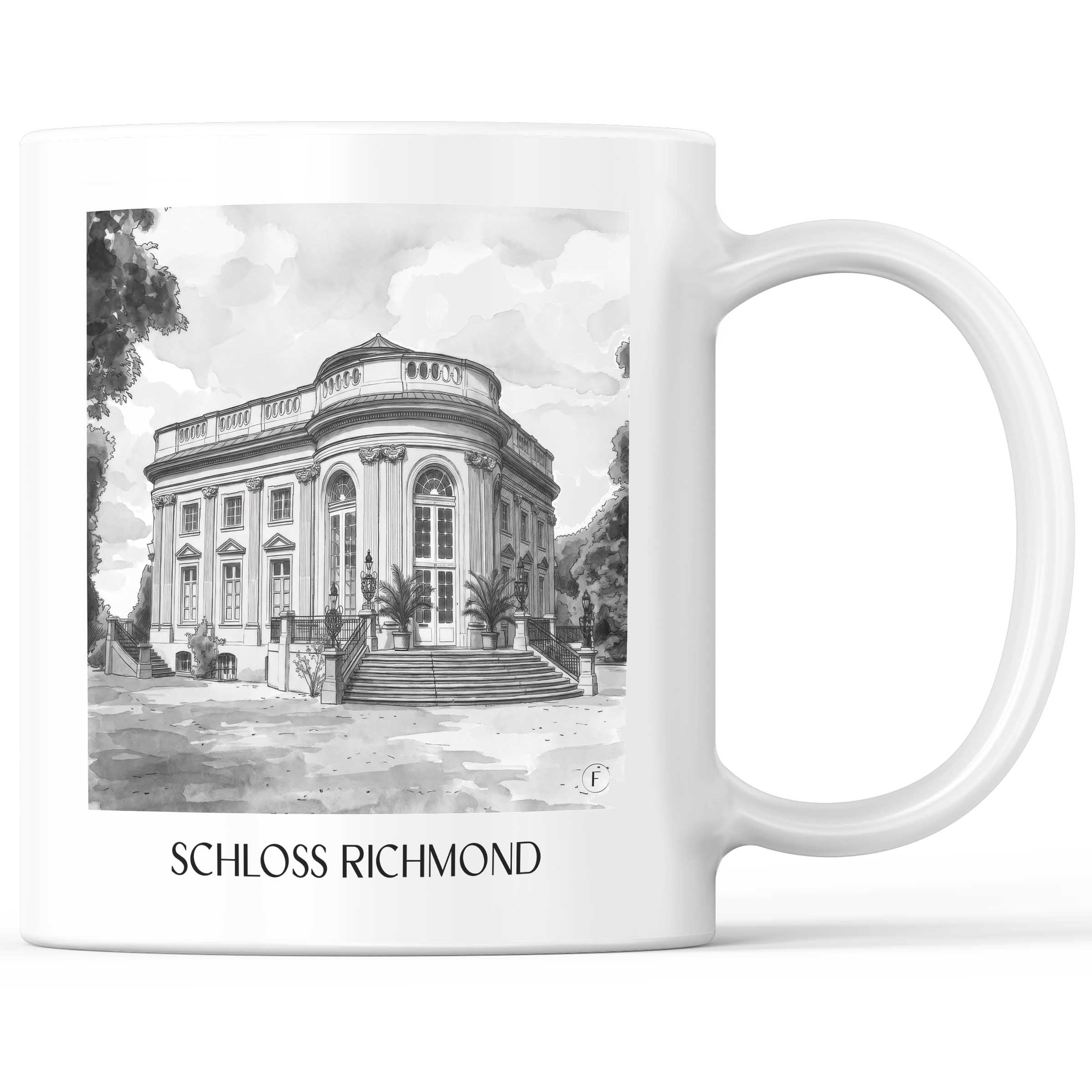 schloss-richmond-braunschweig-deutschland-kaffeebecher-aquarell-schwarz-weiss