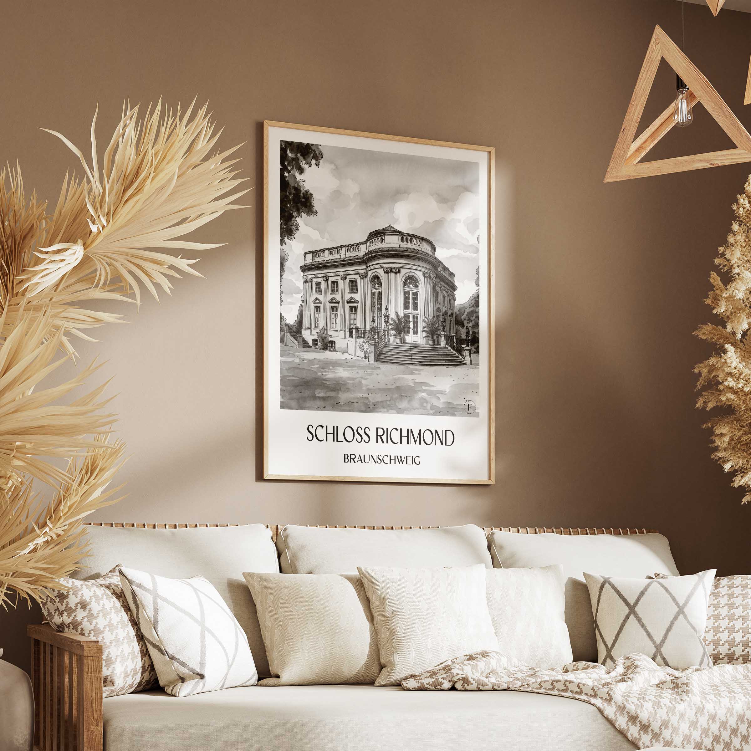 schloss-richmond-braunschweig-deutschland-poster-aquarell-schwarz-weiss