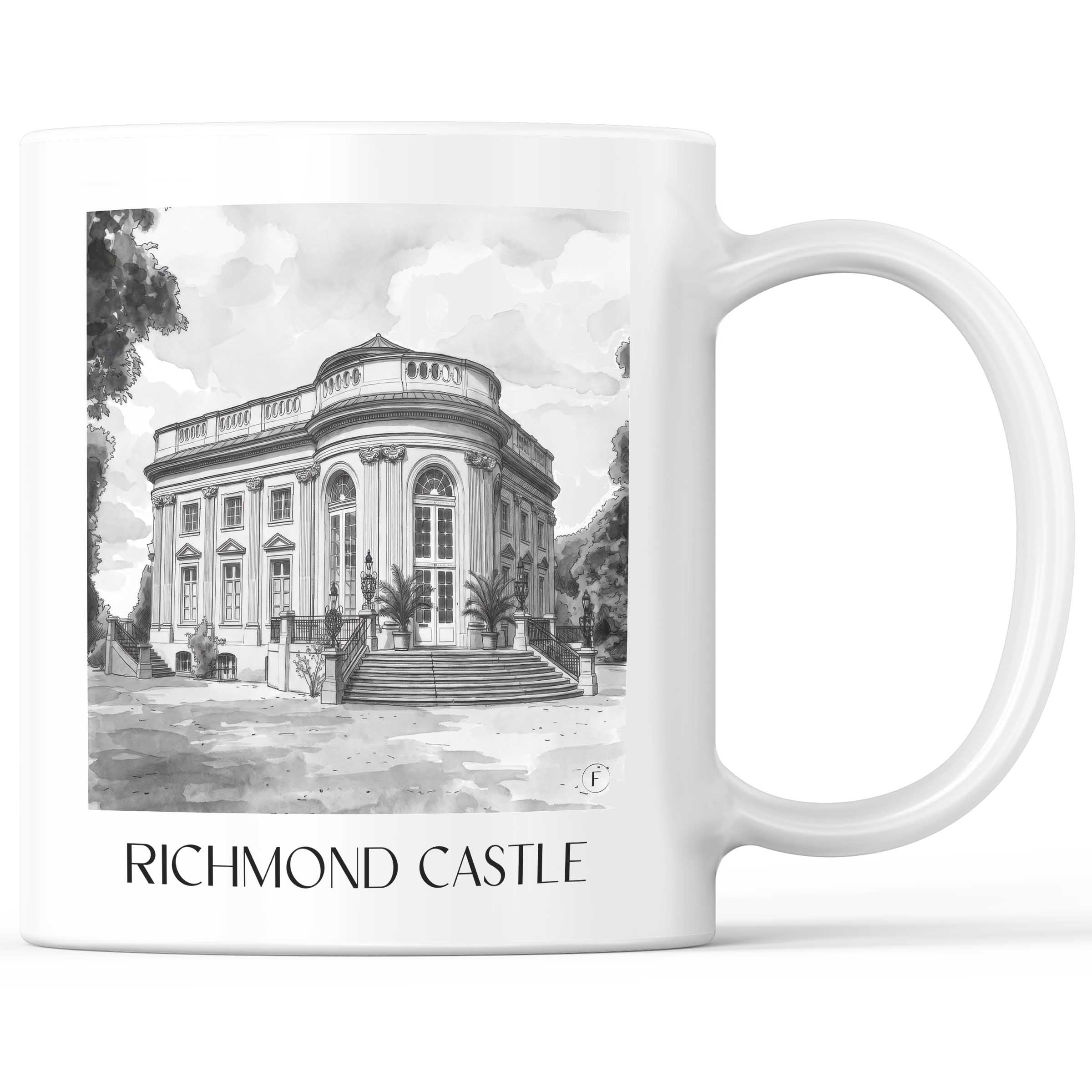 Schloss Richmond Kaffeebecher - Braunschweig - Deutschland Becher - Kaffeetasse im Aquarell Schwarz-Weiß Stil
