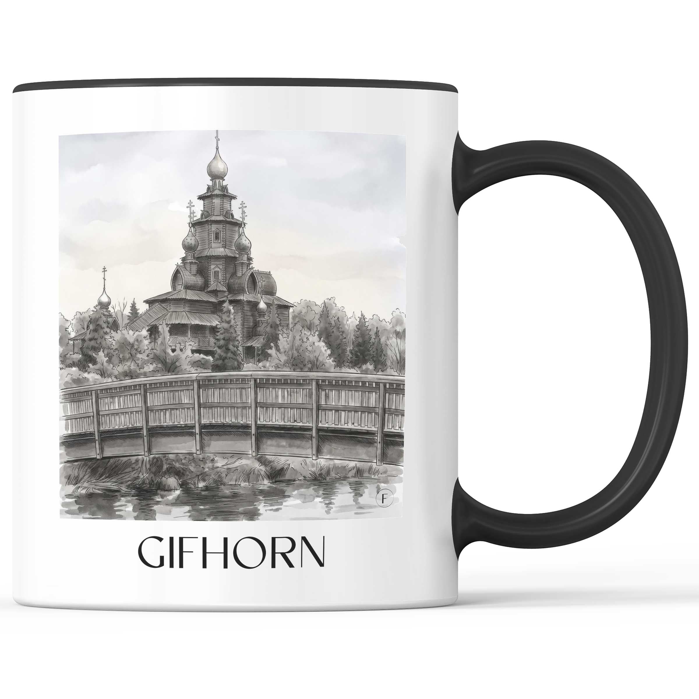 gifhorn-niedersachsen-deutschland-kaffeebecher-aquarell-schwarz-weiss