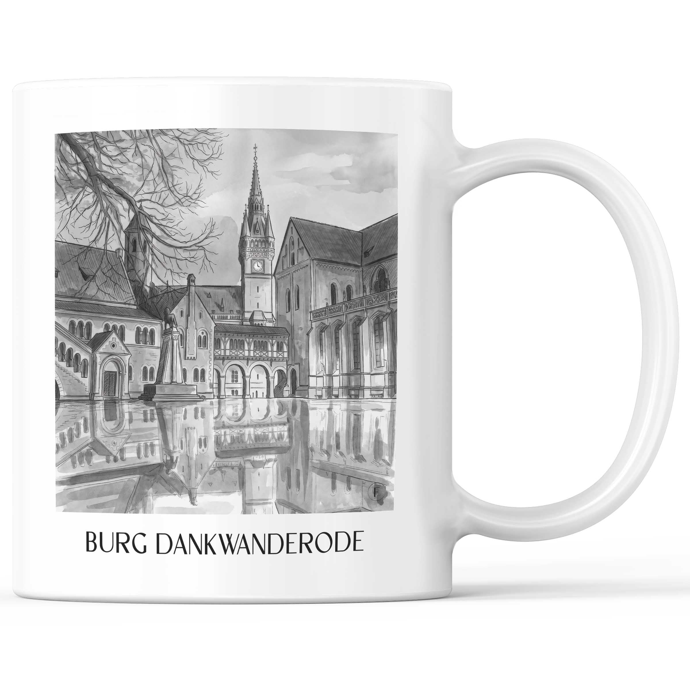 burg-dankwanderode-niedersachsen-deutschland-kaffeebecher-aquarell-schwarz-weiss