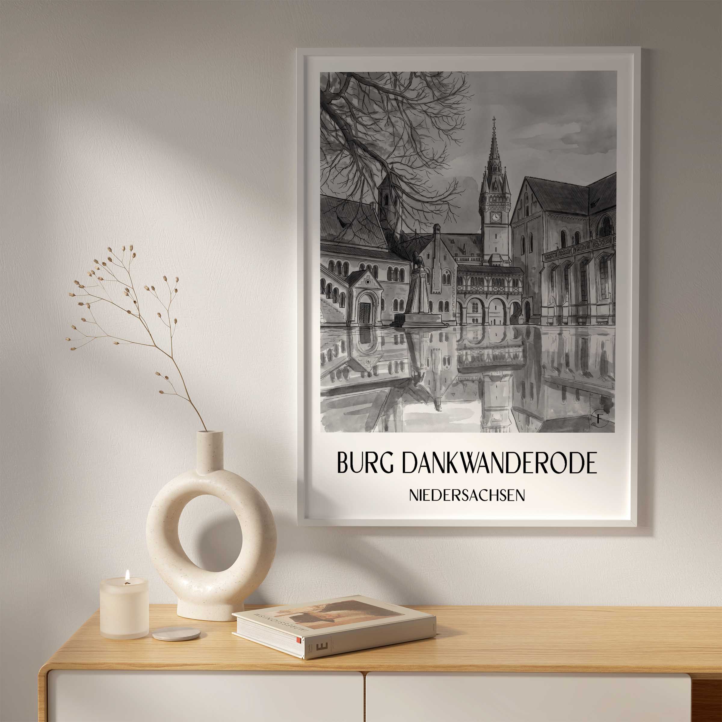 burg-dankwanderode-niedersachsen-deutschland-poster-aquarell-schwarz-weiss