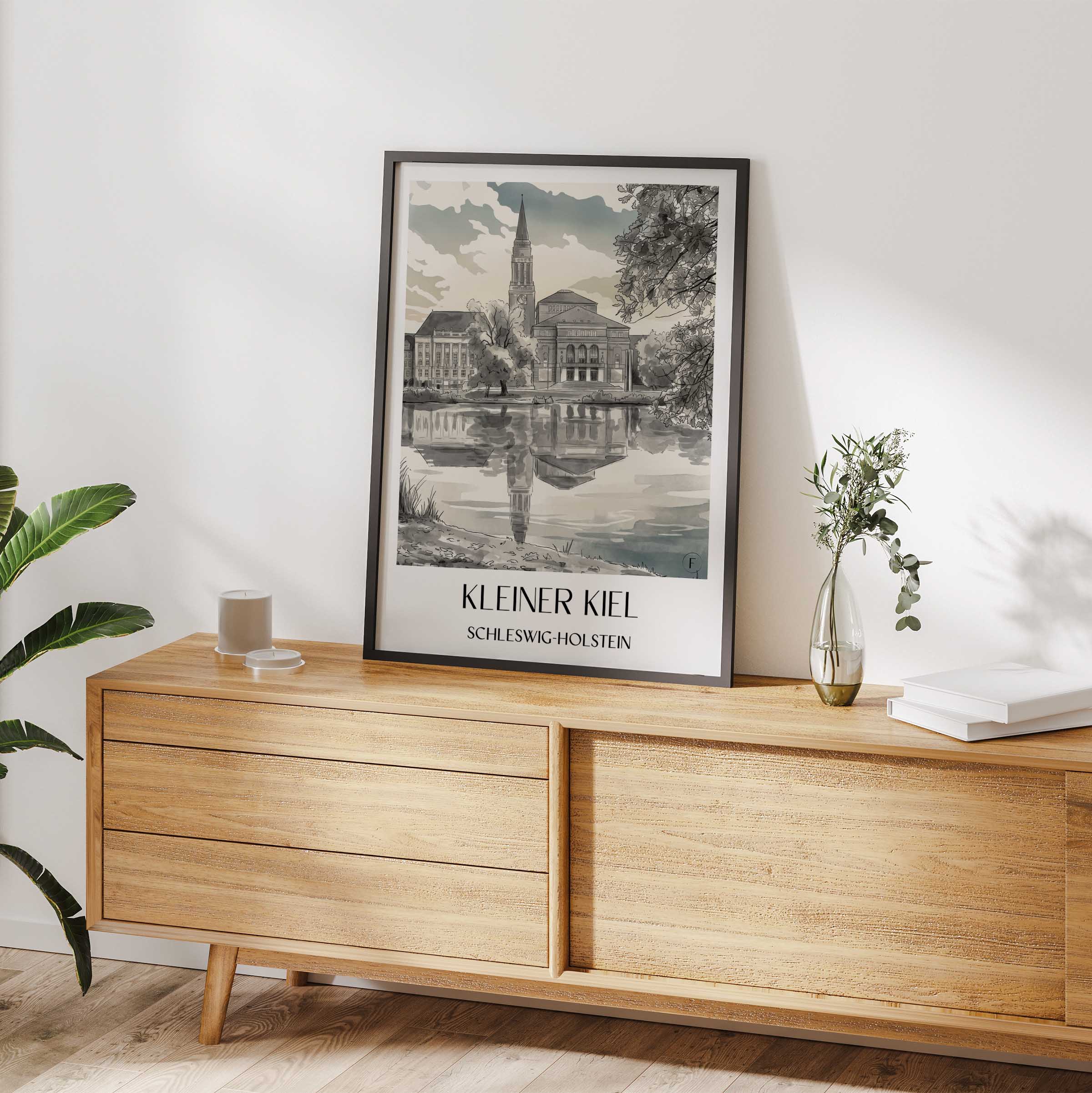 kleiner-kiel-schleswig-holstein-deutschland-poster-aquarell-schwarz-weiss