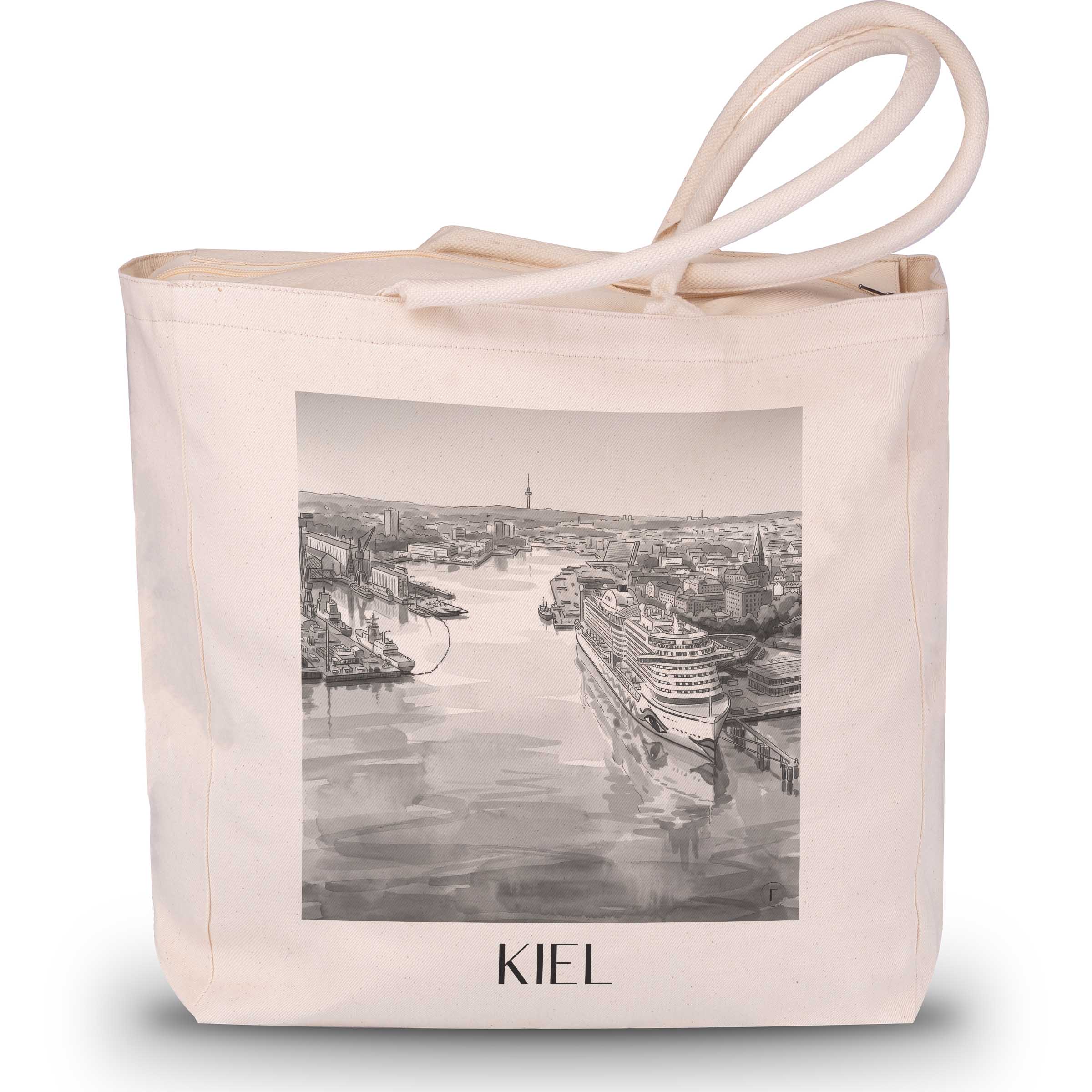 kiel-schleswig-holstein-deutschland-einkaufstasche-aquarell-schwarz-weiss